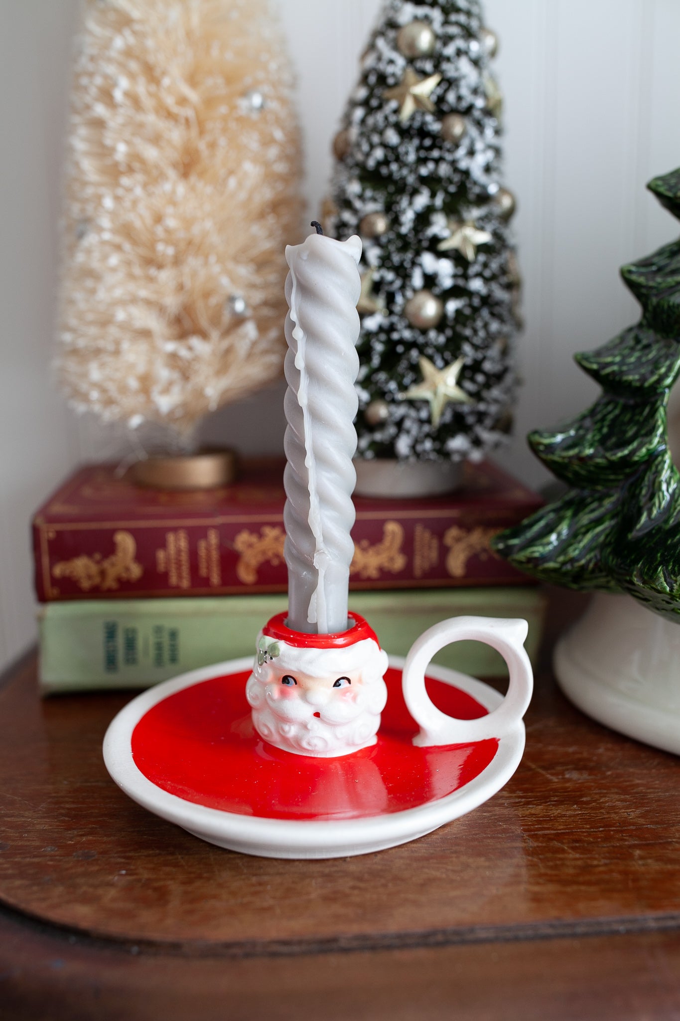 Vintage Santa Taper Candle Holder -Candlestick Holder- Santa