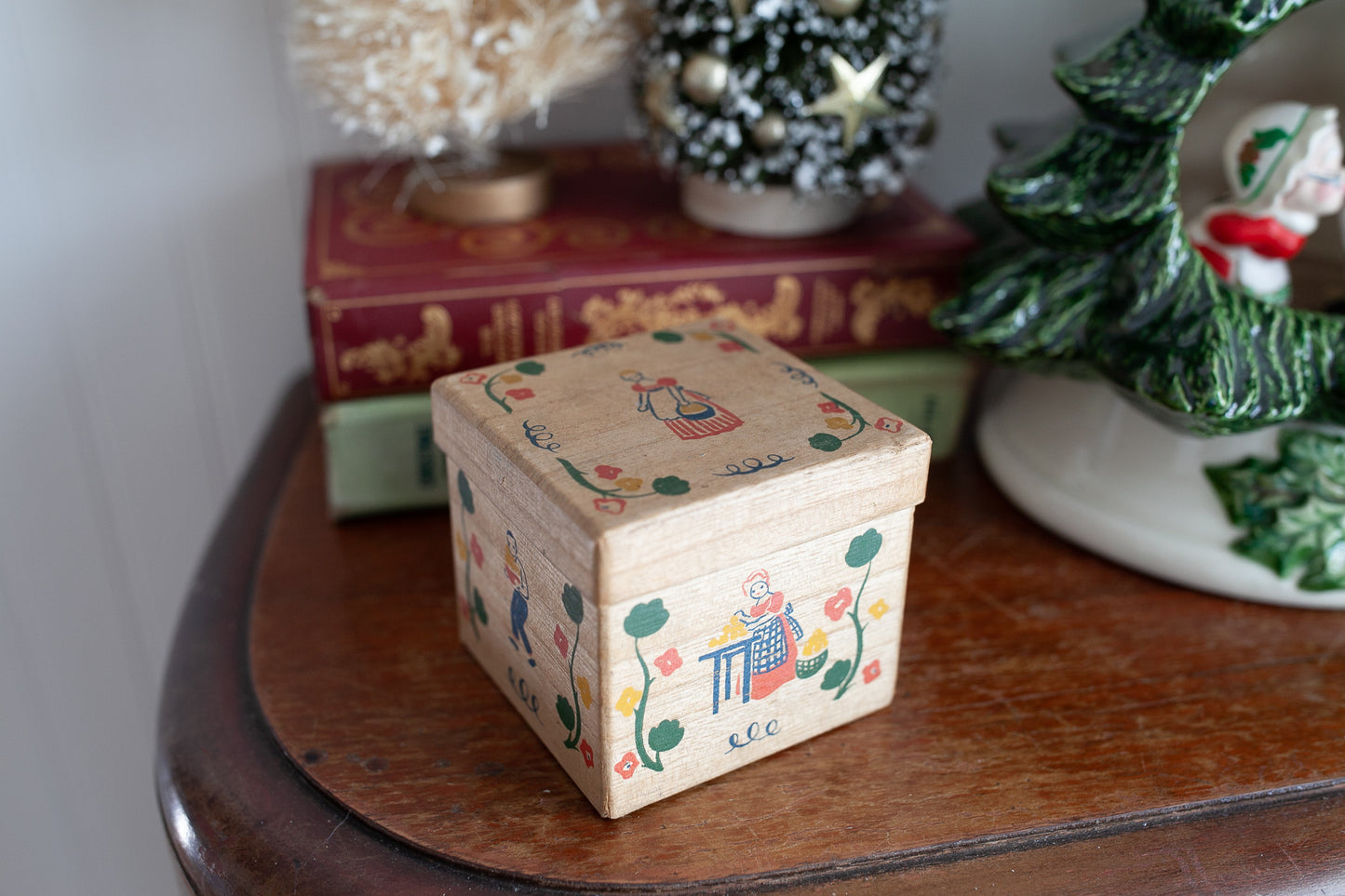 Vintage Cheese Box- Floral Box-Made in Switzerland