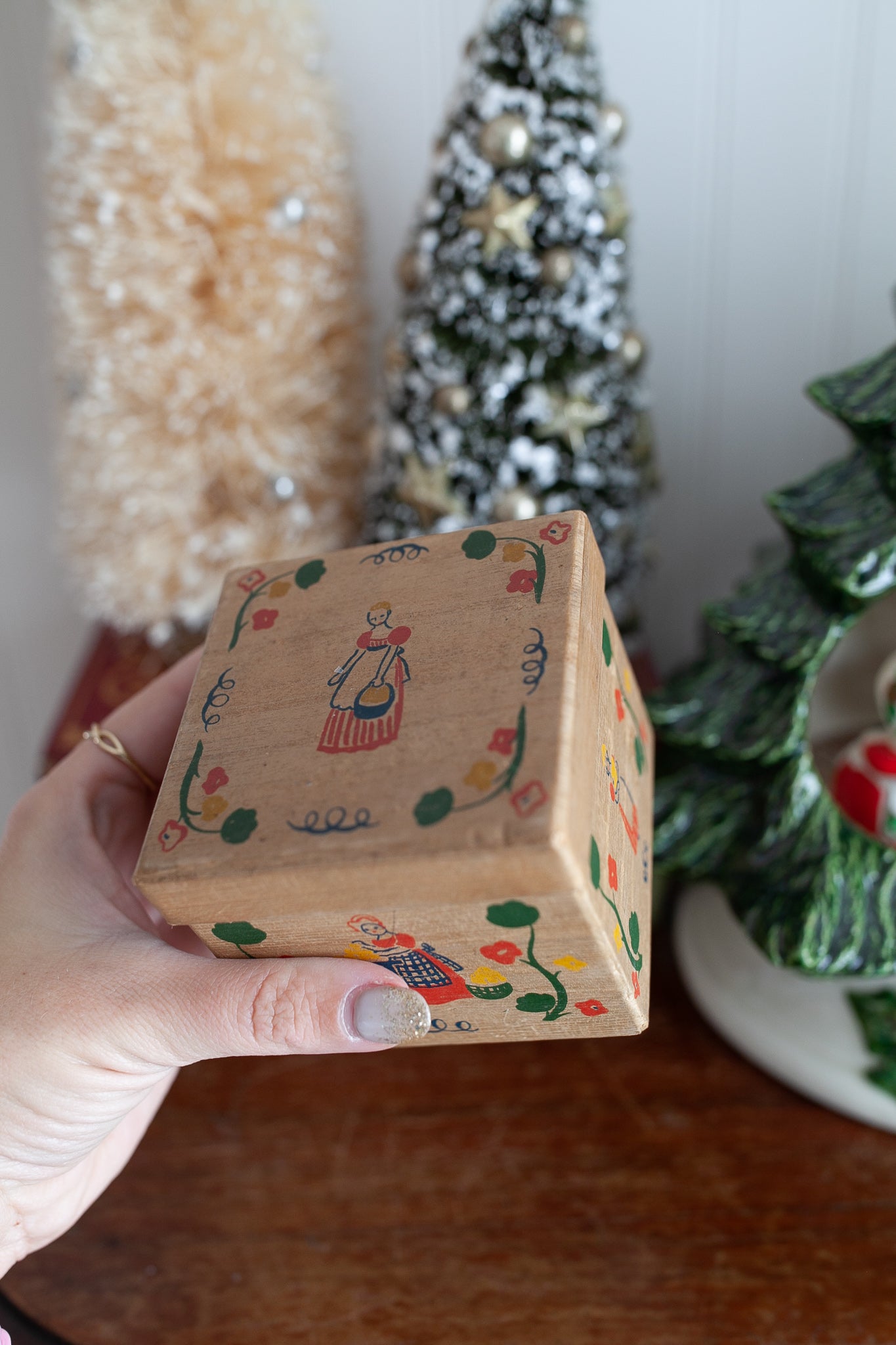 Vintage Cheese Box- Floral Box-Made in Switzerland