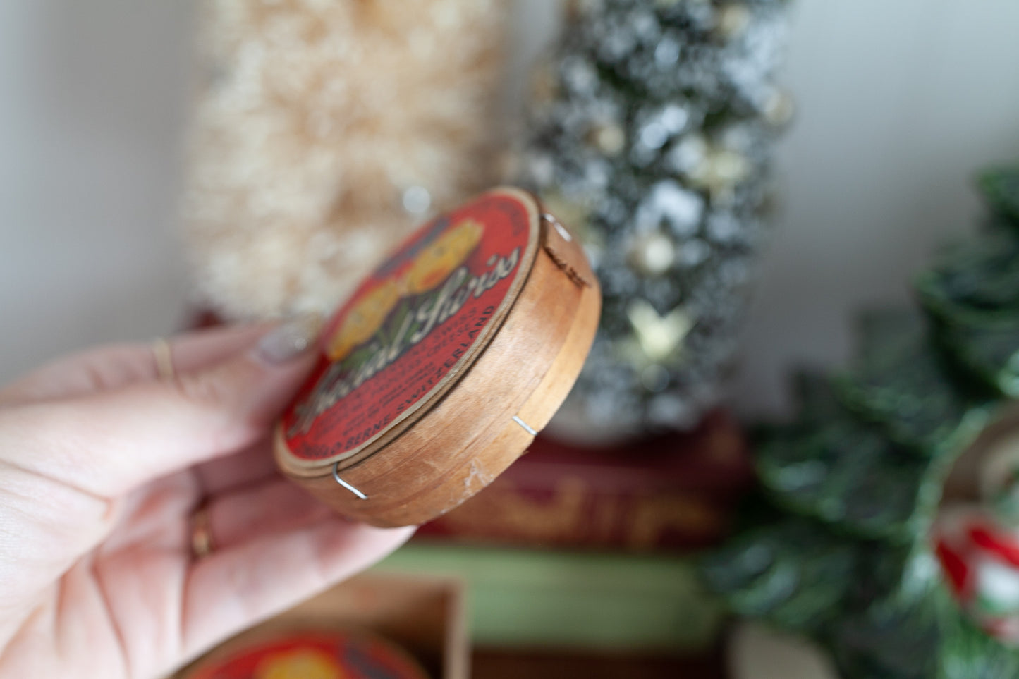 Vintage Cheese Box- Floral Box-Made in Switzerland