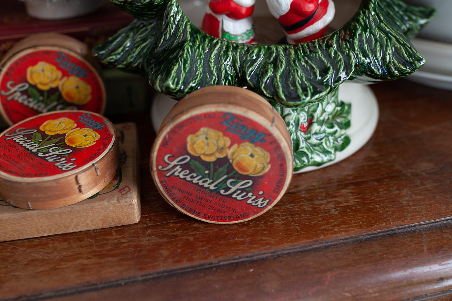 Vintage Cheese Box- Floral Box-Made in Switzerland