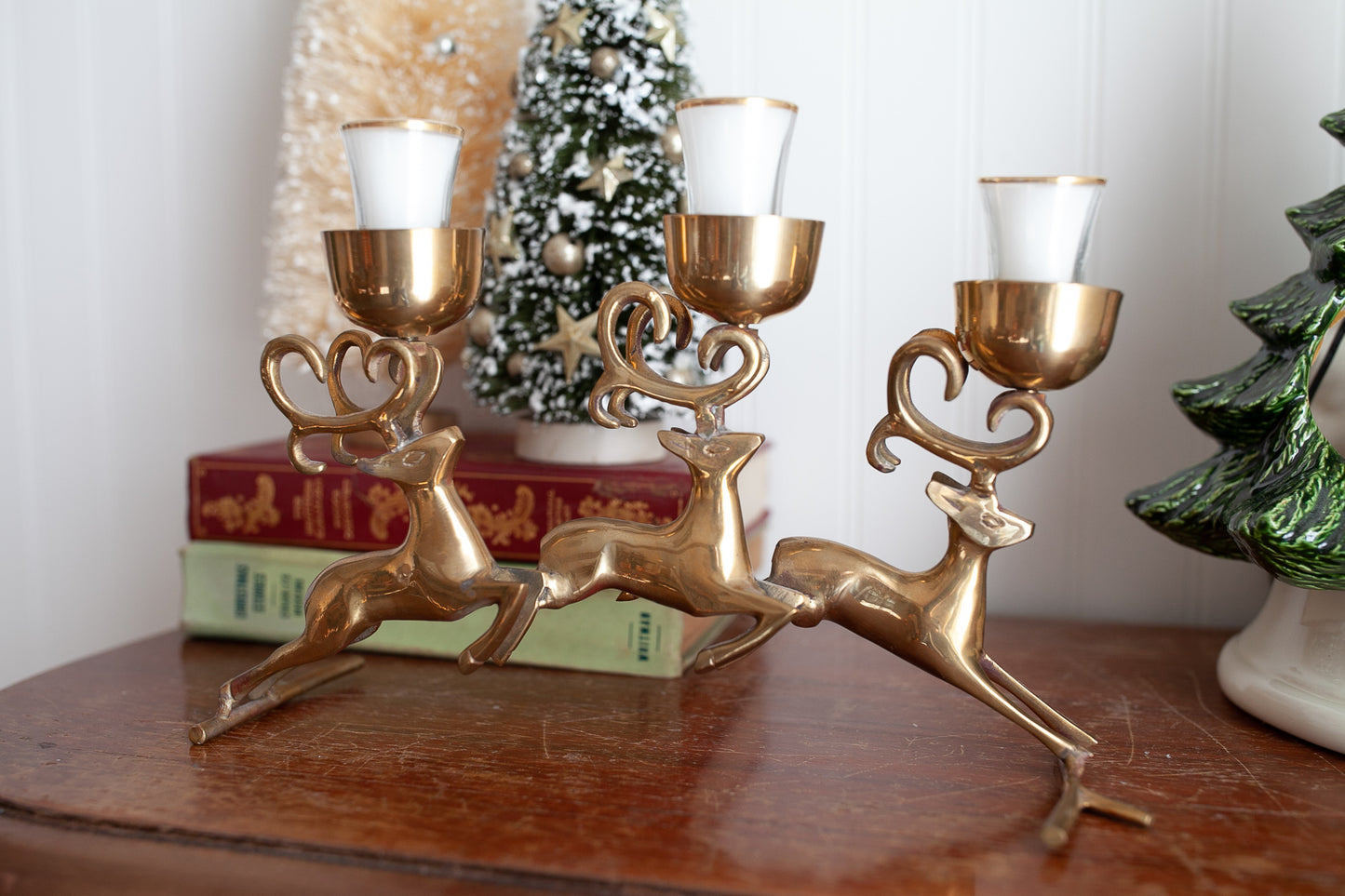 Vintage Brass Deer- Candle Holder -Vintage Christmas