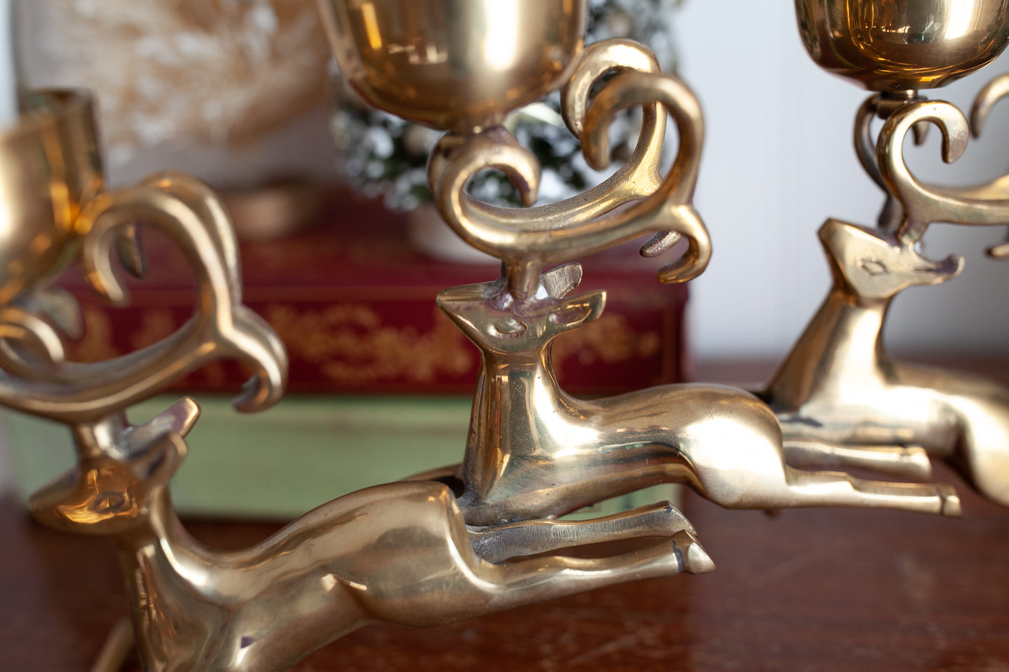 Vintage Brass Deer- Candle Holder -Vintage Christmas