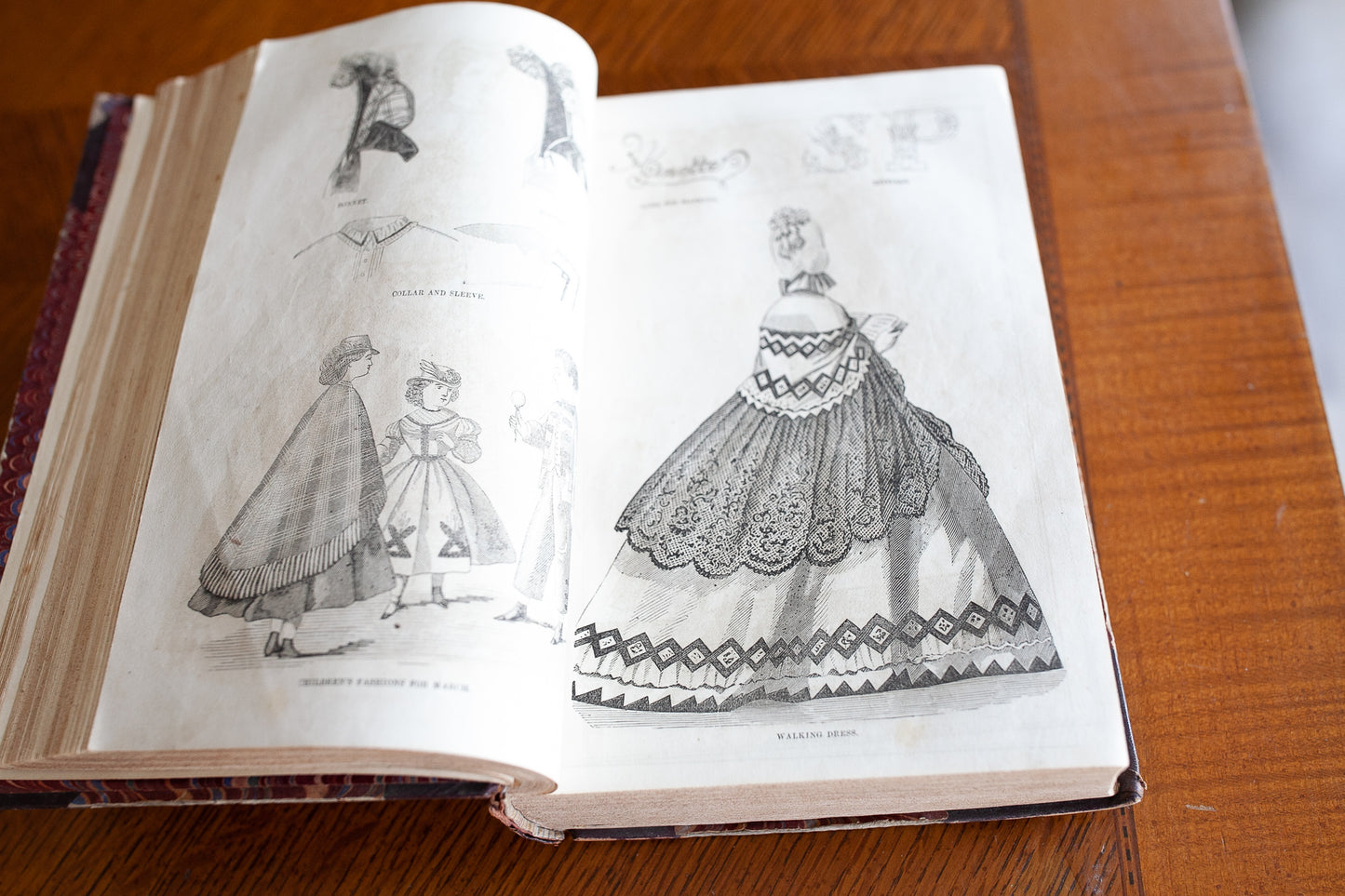 Antique Book- 1864 Peterson’s Magazine - Civil War Fashion Dresses Clothing Hairstyles Craft Art
