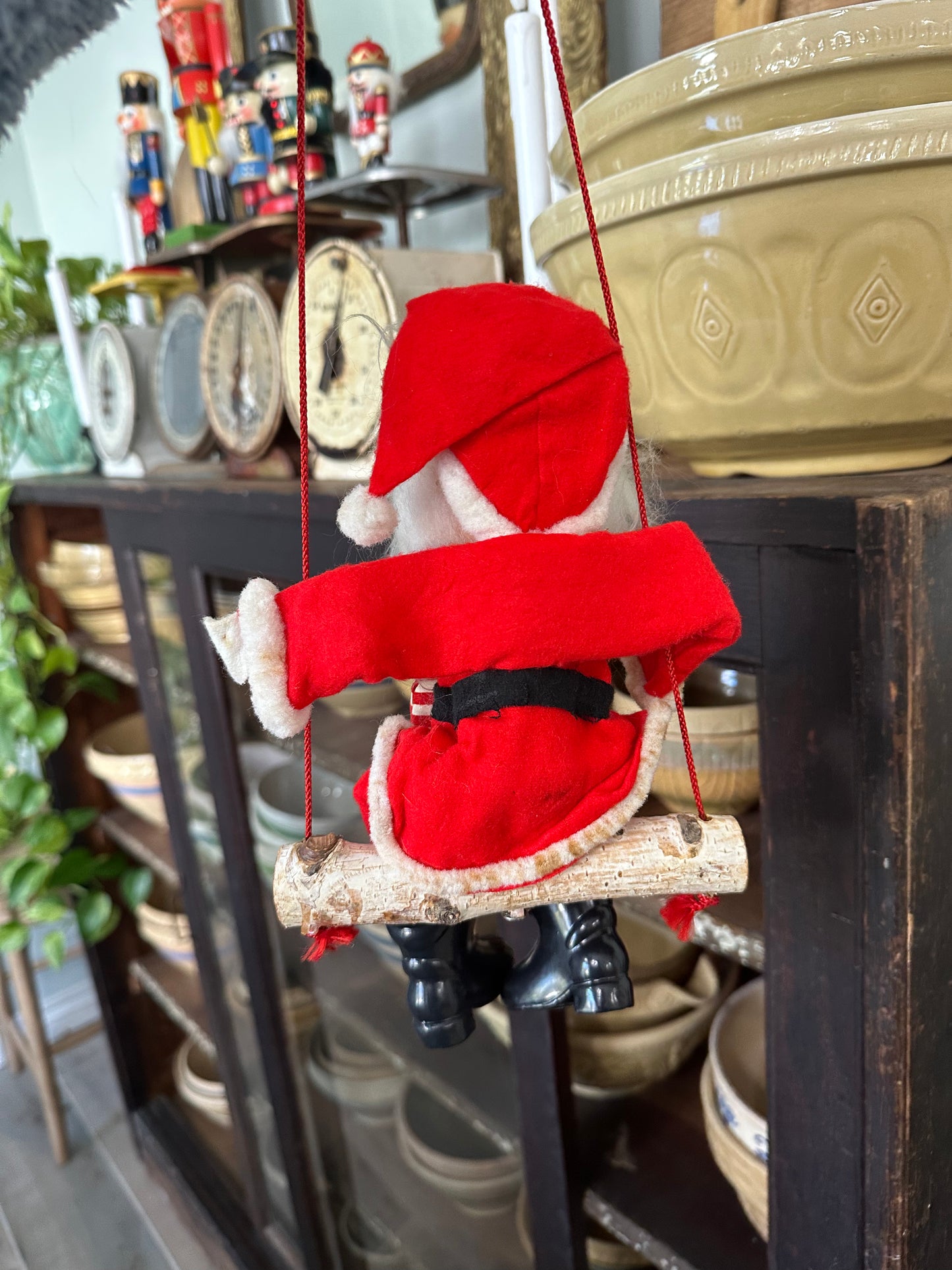 Vintage Christmas Decor - Santa - Vintage Santa -Santa on a Swing