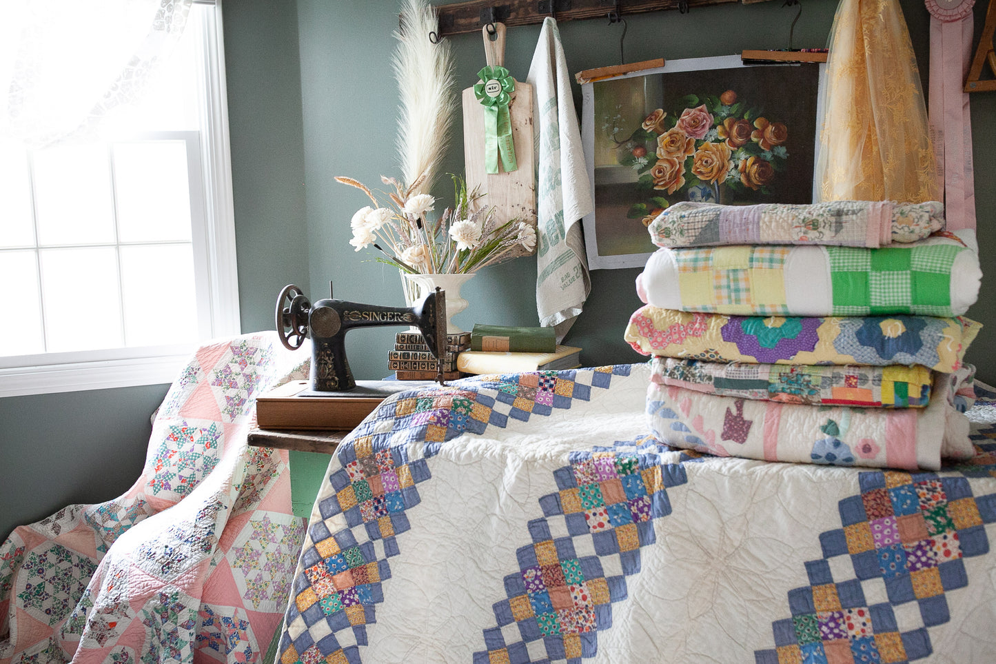 Blue Quilt- Patchwork - Vintage Quilt