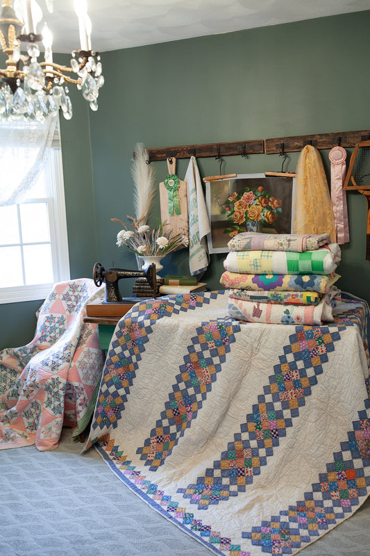 Blue Quilt- Patchwork - Vintage Quilt