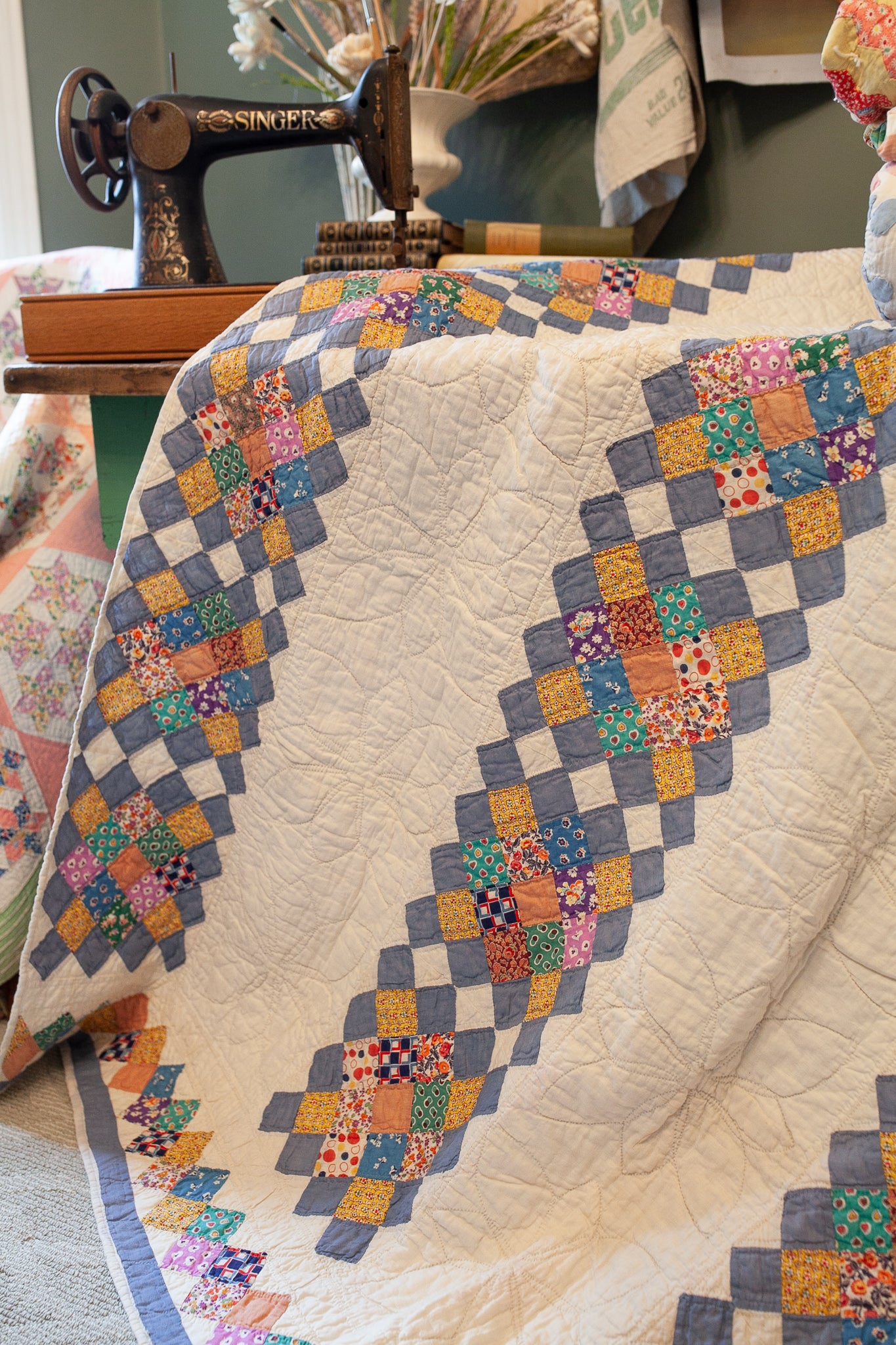 Blue Quilt- Patchwork - Vintage Quilt