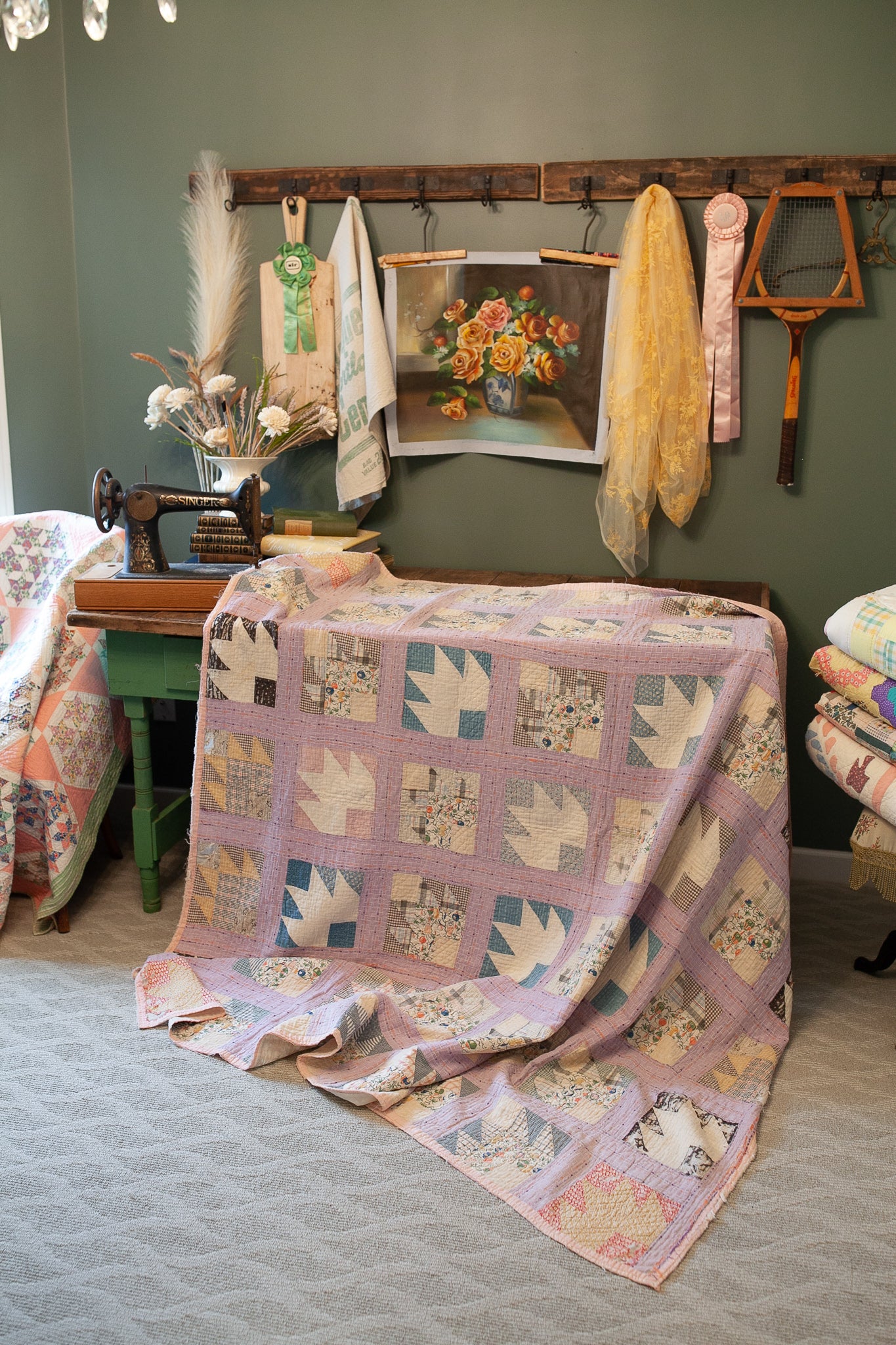 Vintage Quilt- Purple Quilt -Maple Leaf Quilt