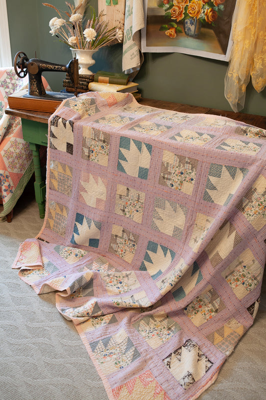 Vintage Quilt- Purple Quilt -Maple Leaf Quilt