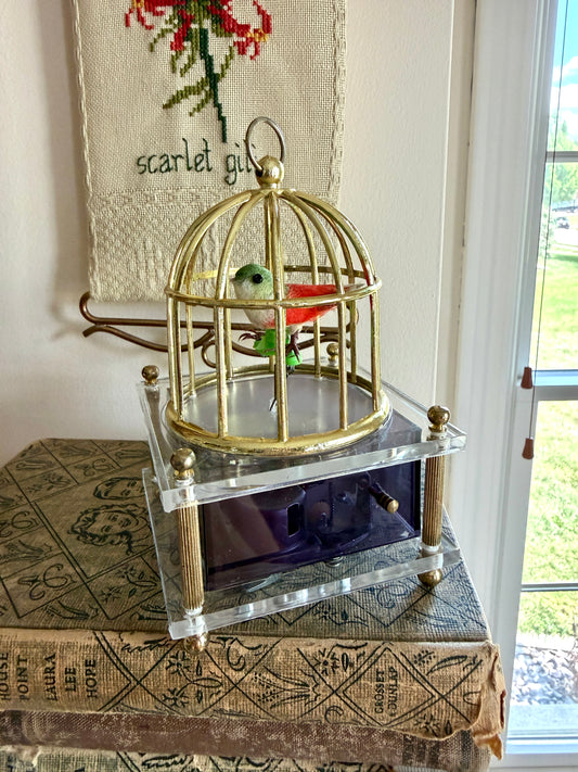 Vintage Musical Bird Cage- 1970s Music Box