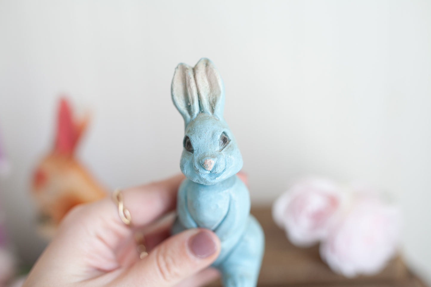 Vintage Blue Bunny Rabbit- Bobble Head Bunny