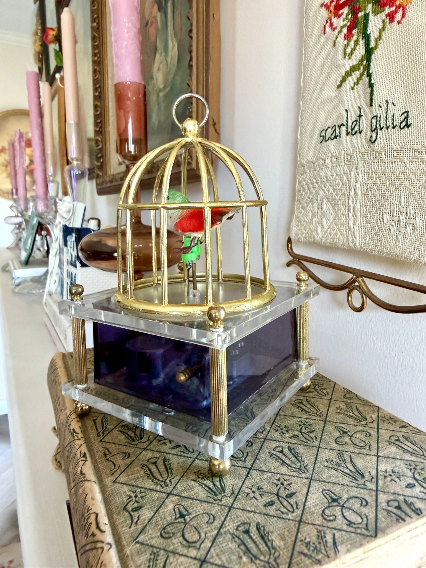 Vintage Musical Bird Cage- 1970s Music Box