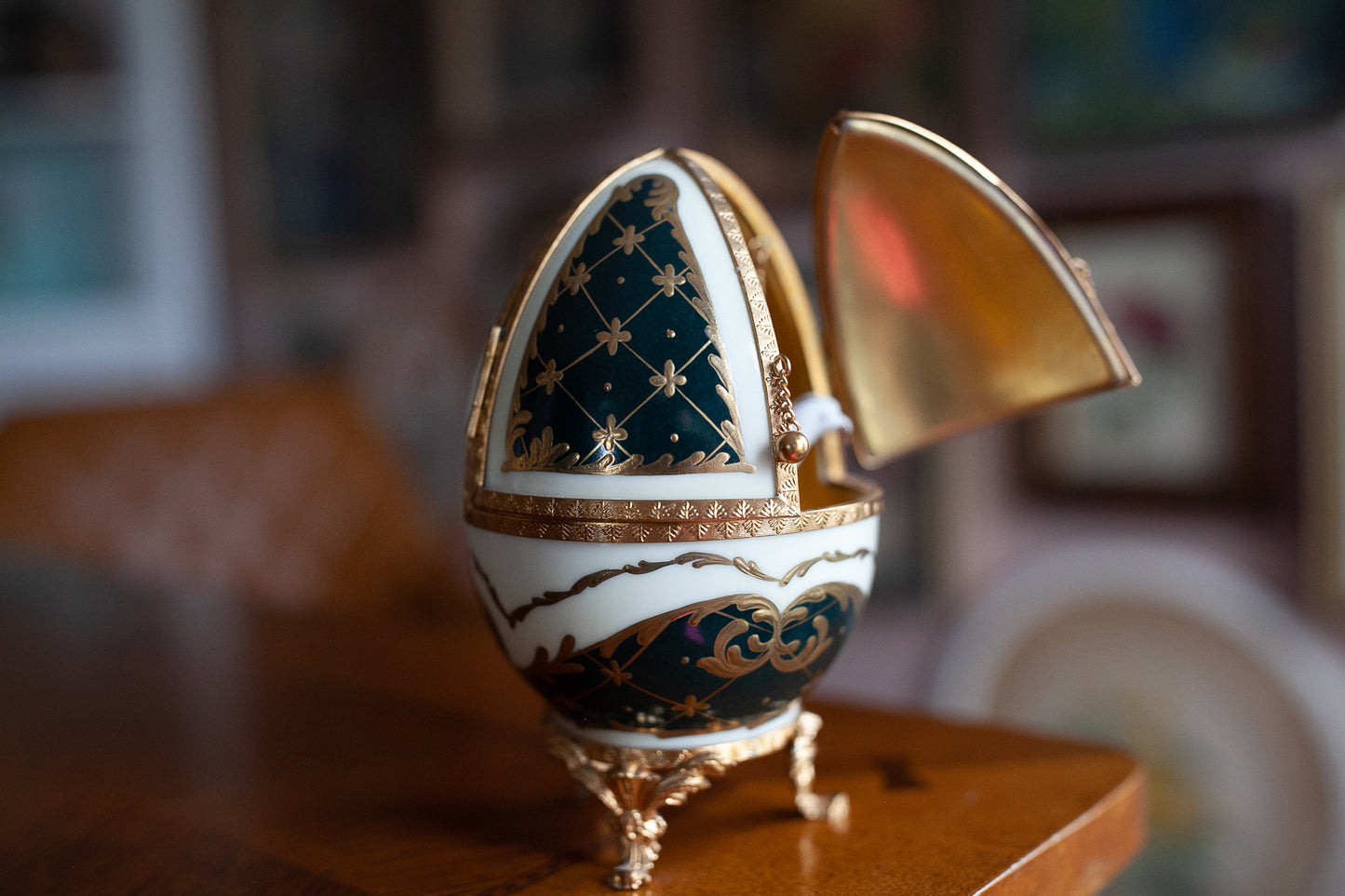 Vintage Faberge Egg- Neiman Marcus Rochard -Limoges France -Egg with Dove inside