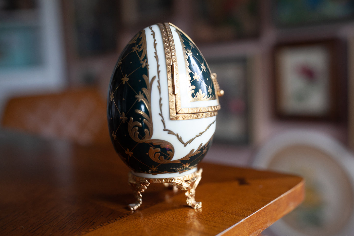 Vintage Faberge Egg- Neiman Marcus Rochard -Limoges France -Egg with Dove inside