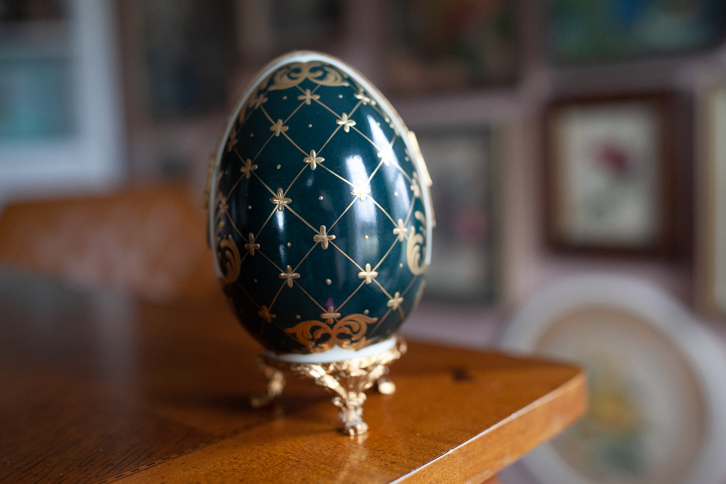 Vintage Faberge Egg- Neiman Marcus Rochard -Limoges France -Egg with Dove inside