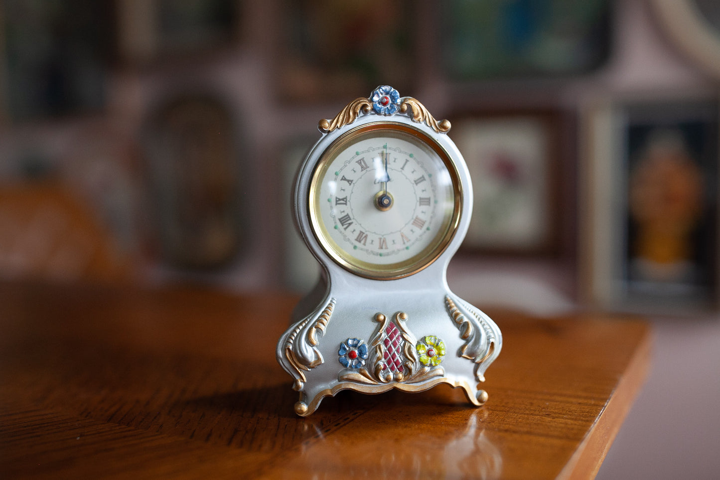 Vintage Clock -Musical Clock -Silver Clock