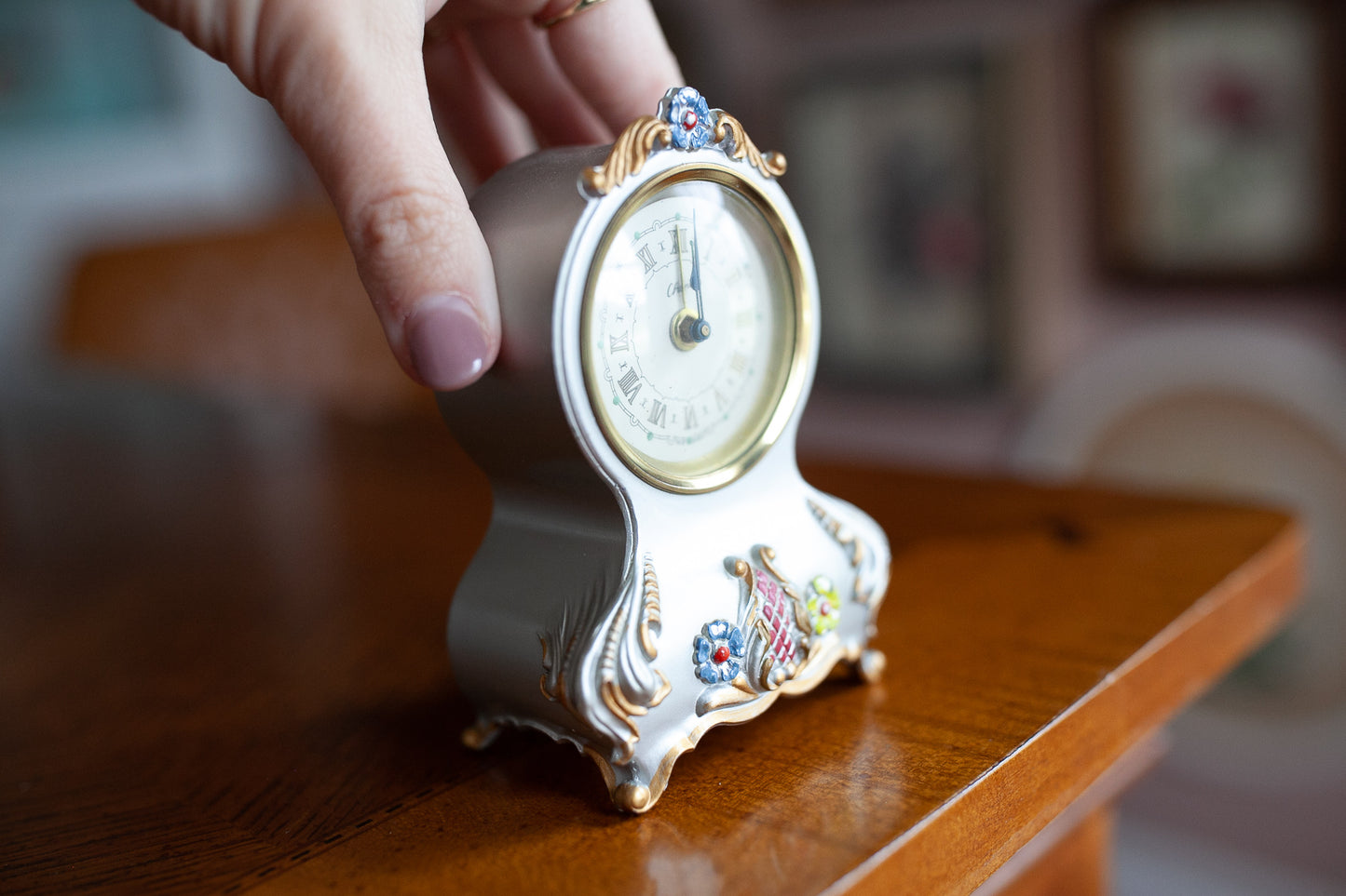 Vintage Clock -Musical Clock -Silver Clock