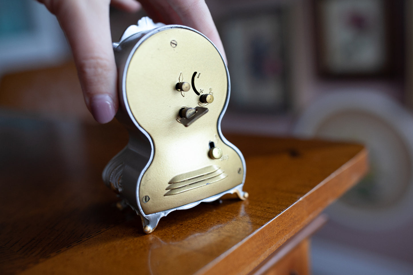 Vintage Clock -Musical Clock -Silver Clock