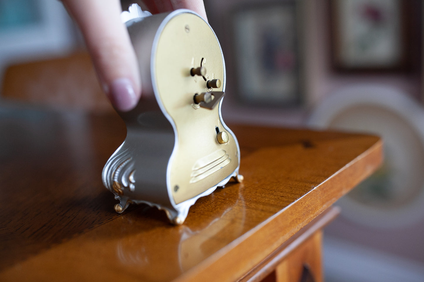 Vintage Clock -Musical Clock -Silver Clock