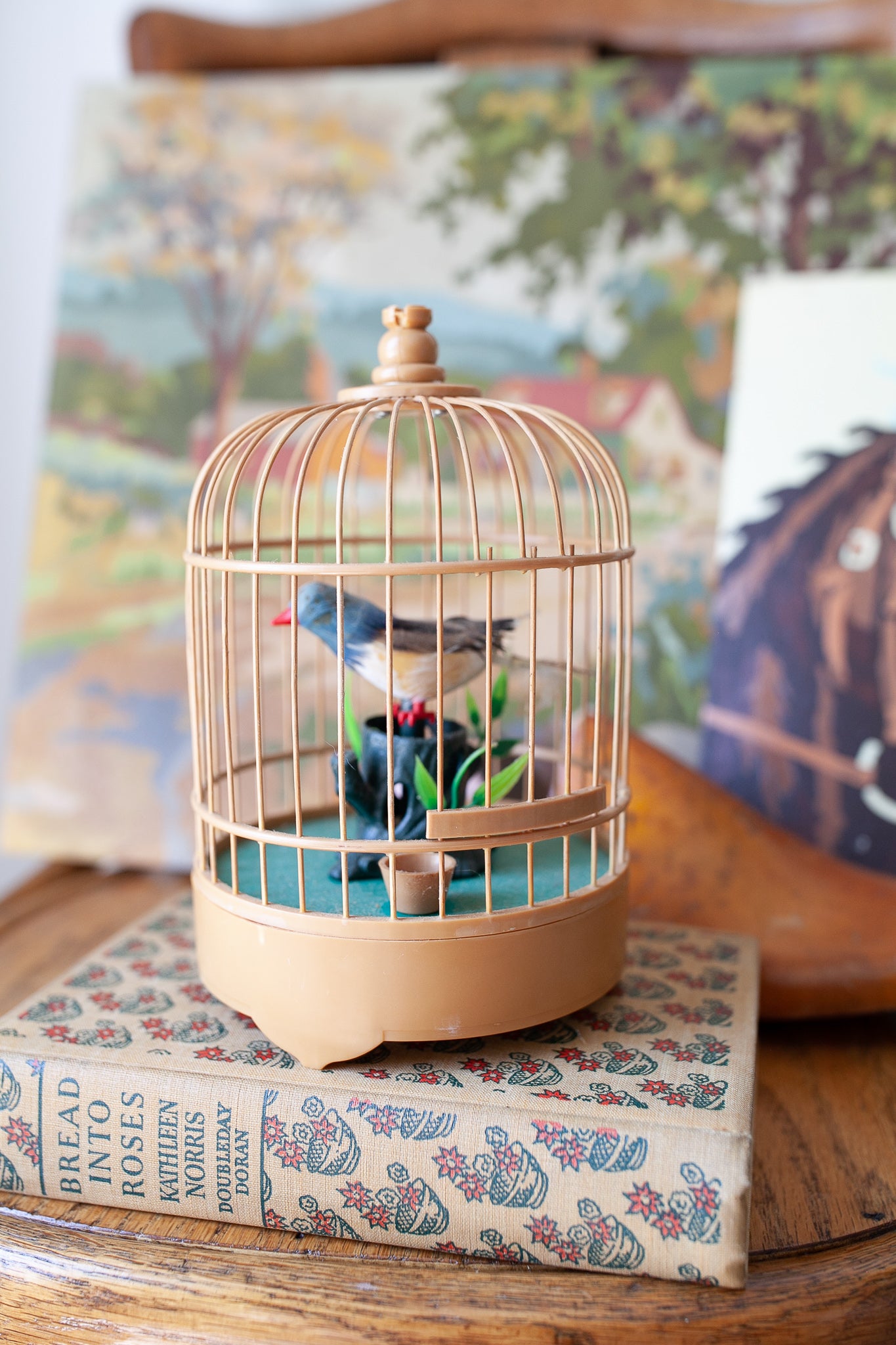 Vintage Bird Cage with Bird -Automation Bird Cage