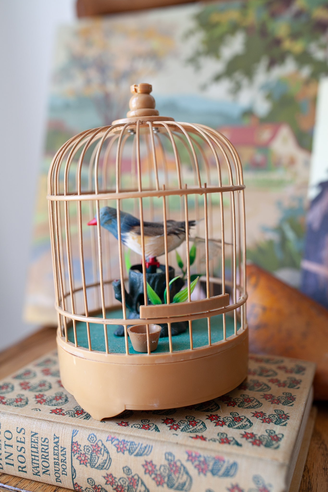 Vintage Bird Cage with Bird -Automation Bird Cage