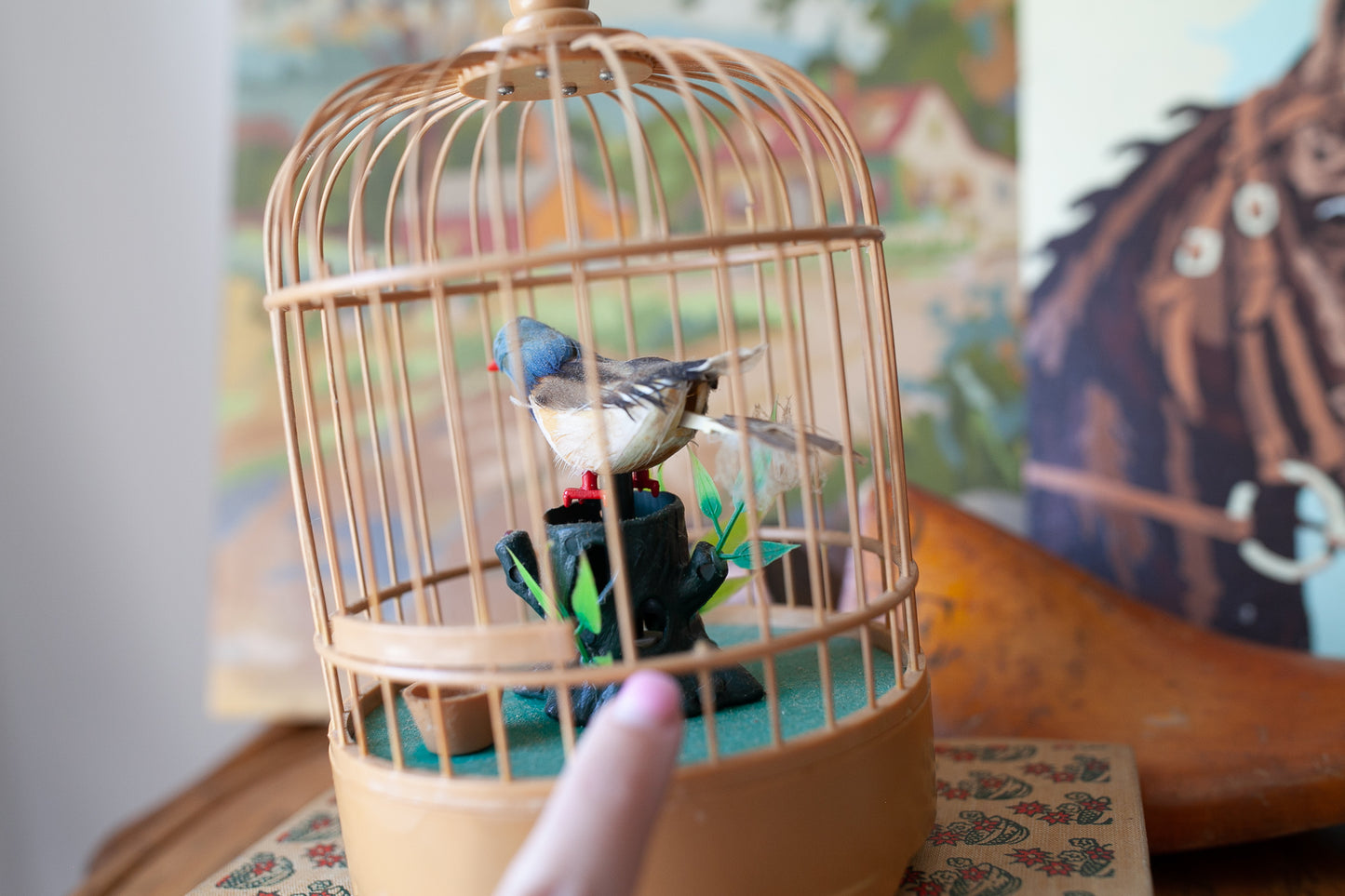 Vintage Bird Cage with Bird -Automation Bird Cage