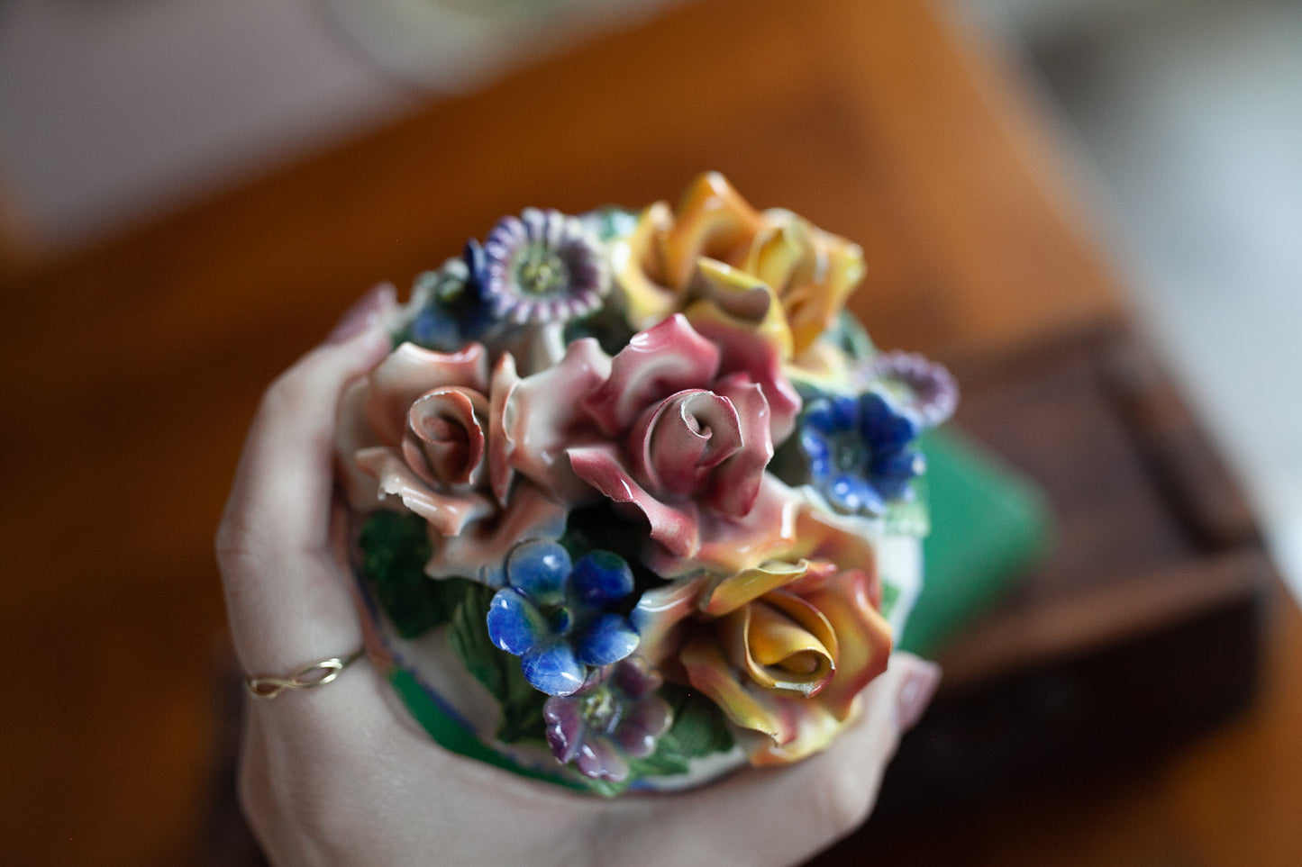 Capodimonte Italian Trinket Box- Floral Box