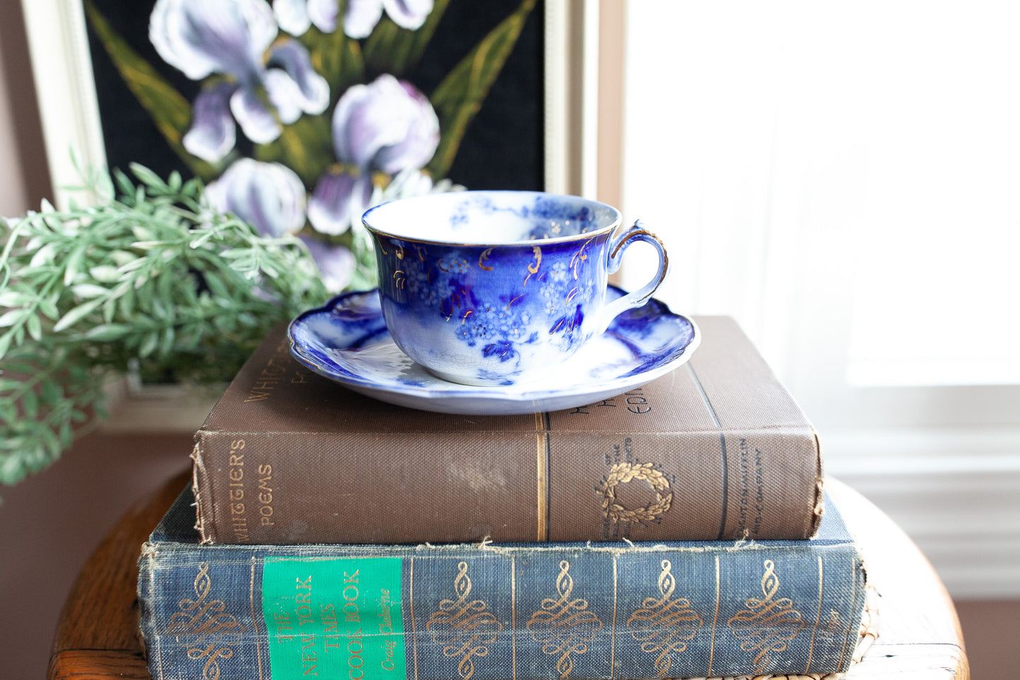 Antique Alfred Meakin Kelvin Saucer and flow blue tea cup set- Vintage cup and saucer