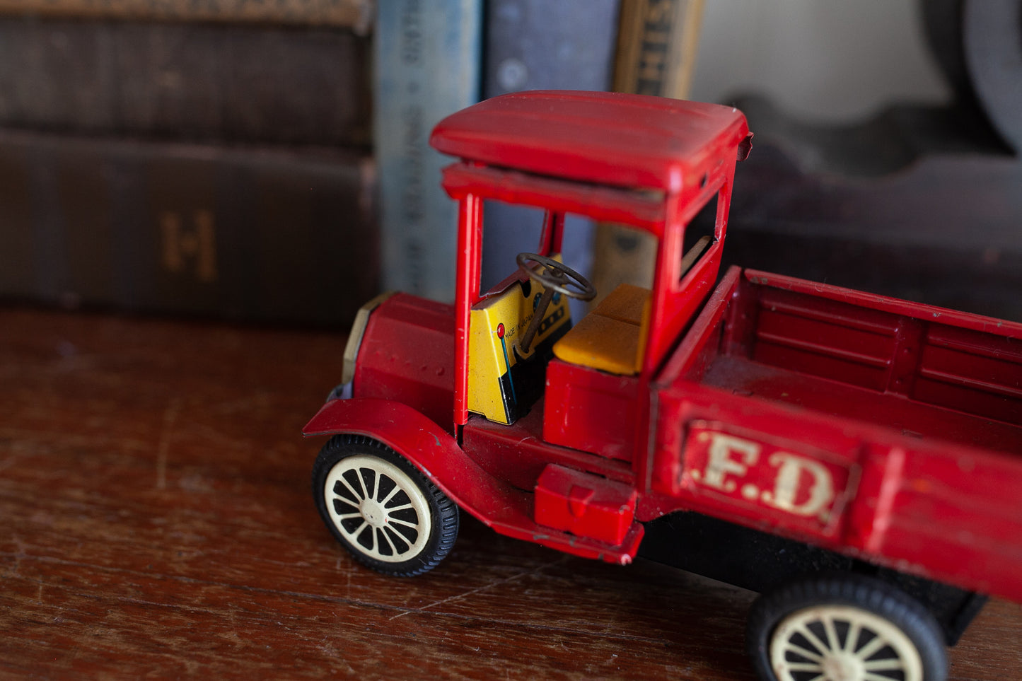 Vintage Toy Truck - Tin Toy Fire Truck -Made in Japan -Friction Toy