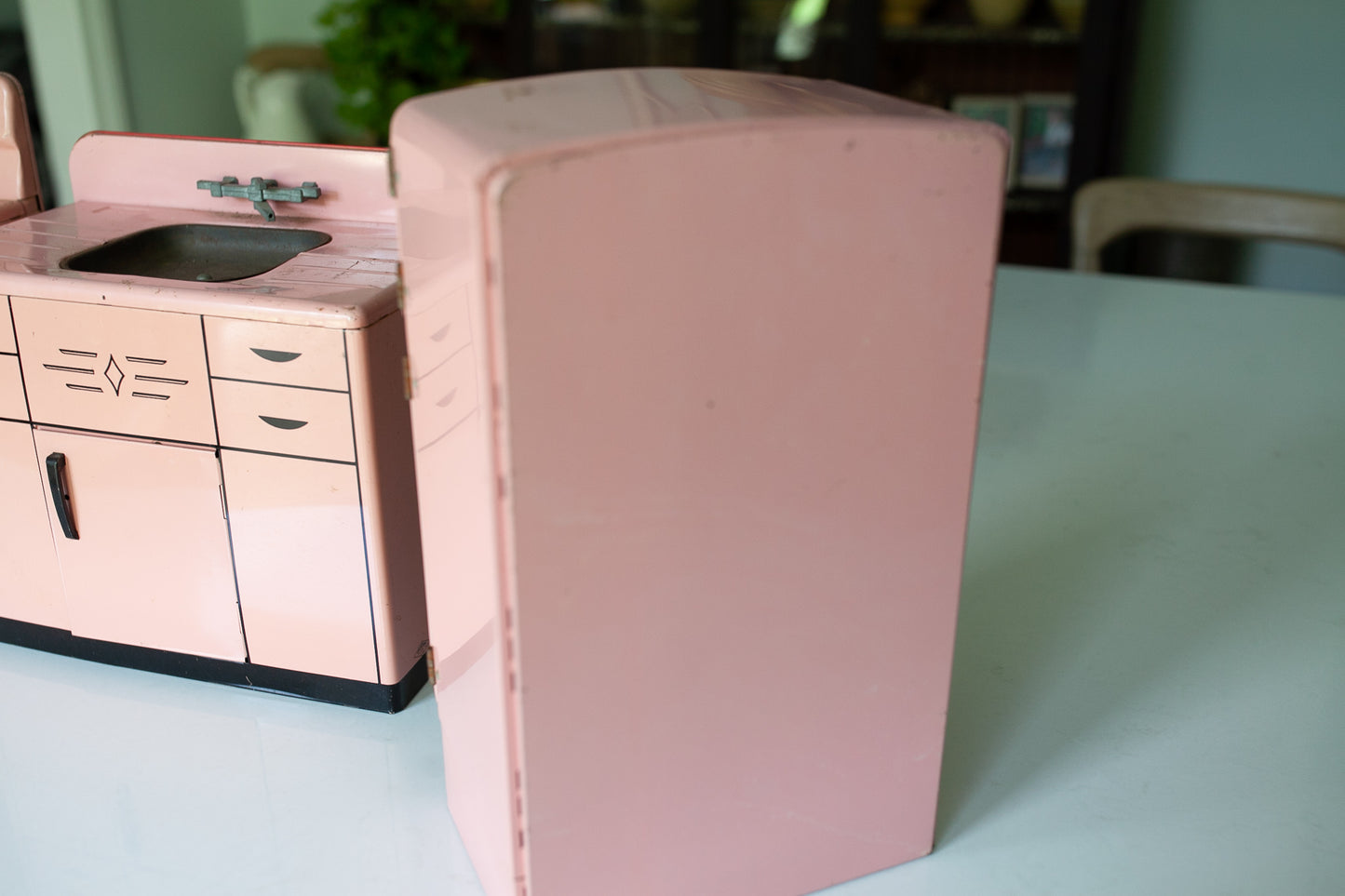 Vintage Pink Fridge- Tin Refrigerator - Pink Fridge