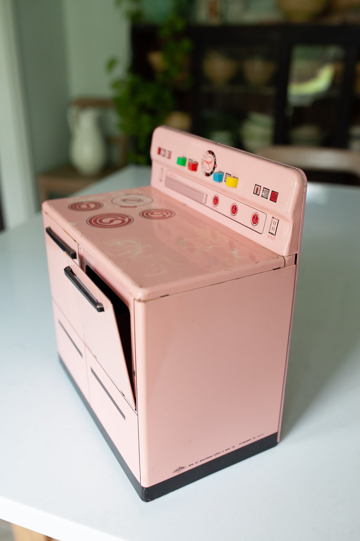 Vintage Wolverine Tin Toy Pink Fridge Refrigerator 1950s 