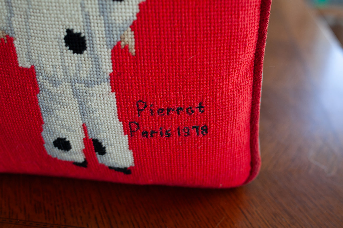 Pierrot Paris Pillow- Needlepoint Pillow- Clown