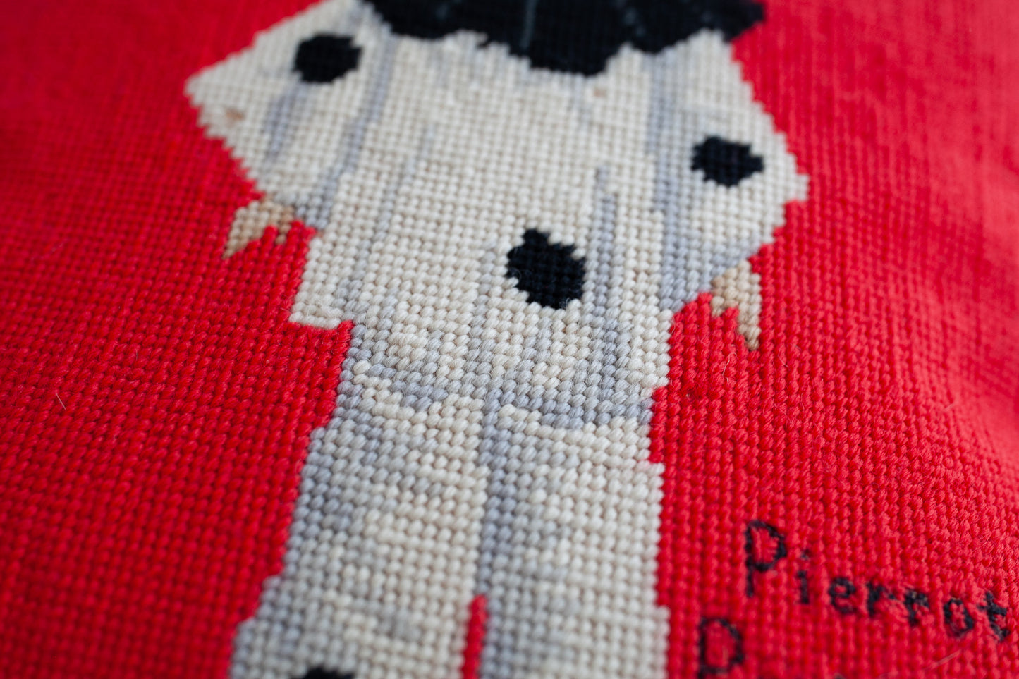 Pierrot Paris Pillow- Needlepoint Pillow- Clown