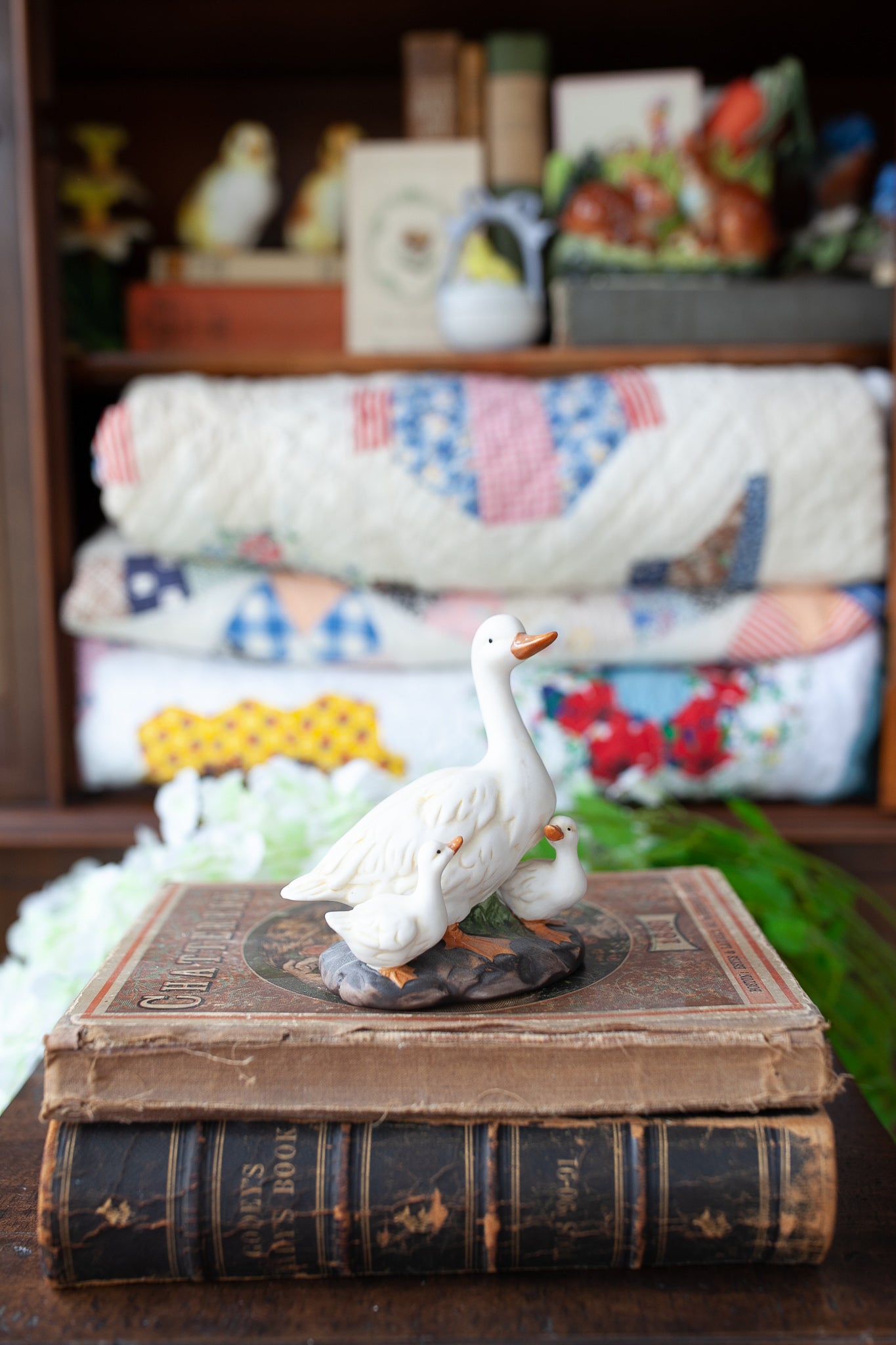 Vintage Goose- Porcelain Goose and babies