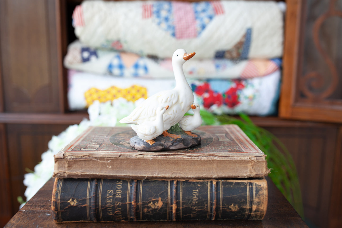 Vintage Goose- Porcelain Goose and babies