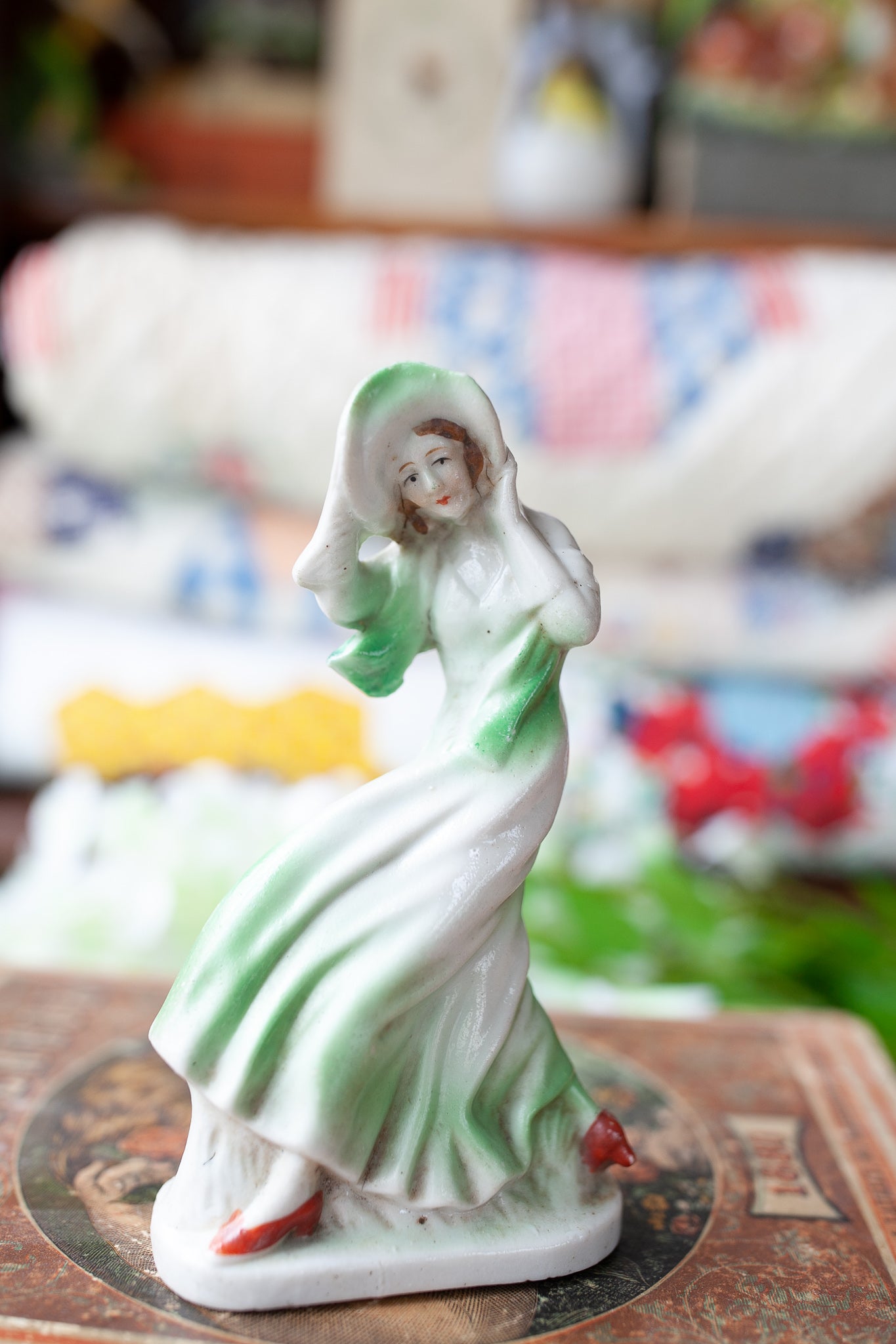 Vintage Lady -Lady in Green - Made in Japan -Art Deco Lady