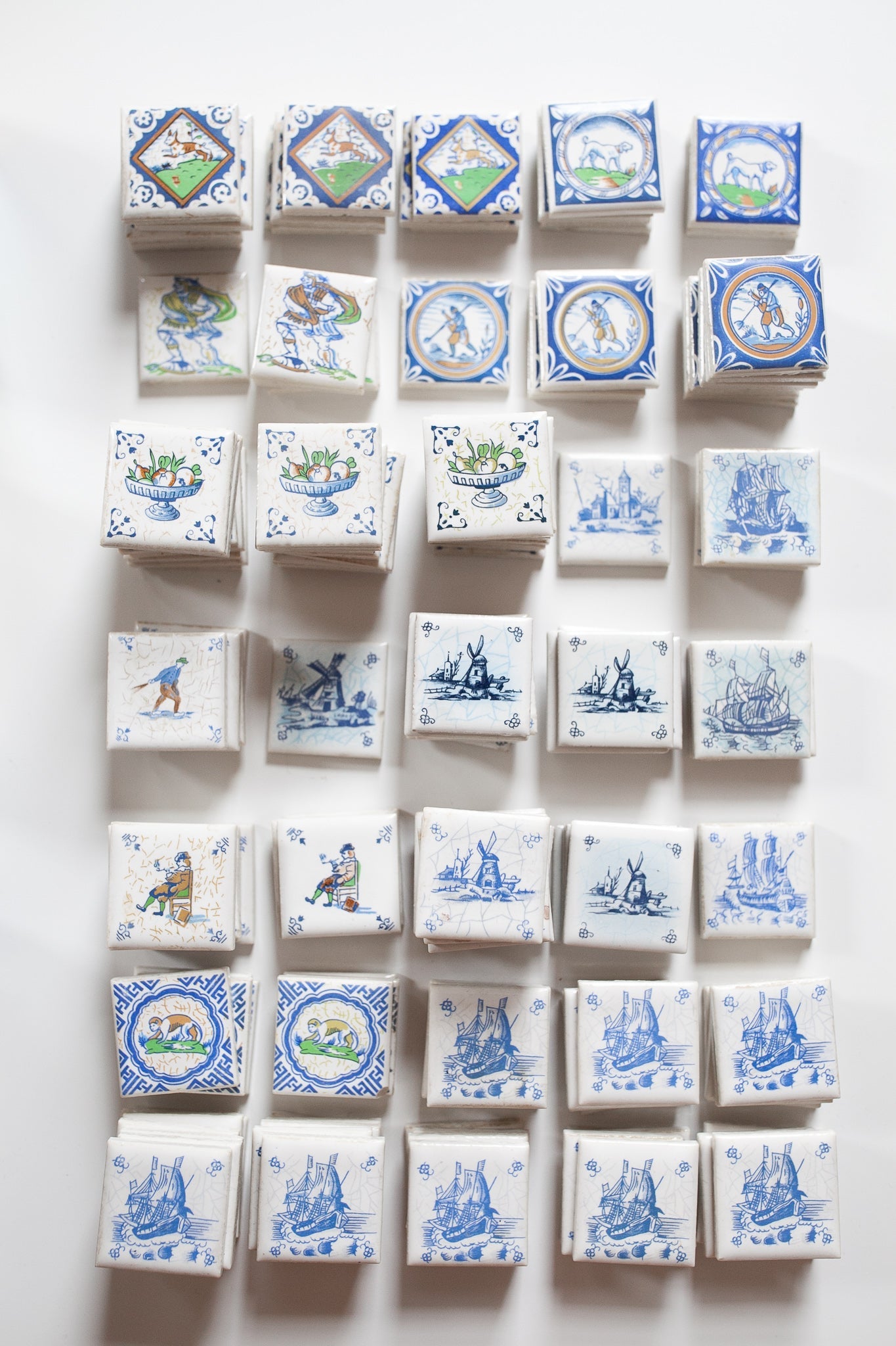 Vintage Tile - Small Tile - Dutch Tile - Netherlands- Porcelain Tile - Qty 1 Dog Tile