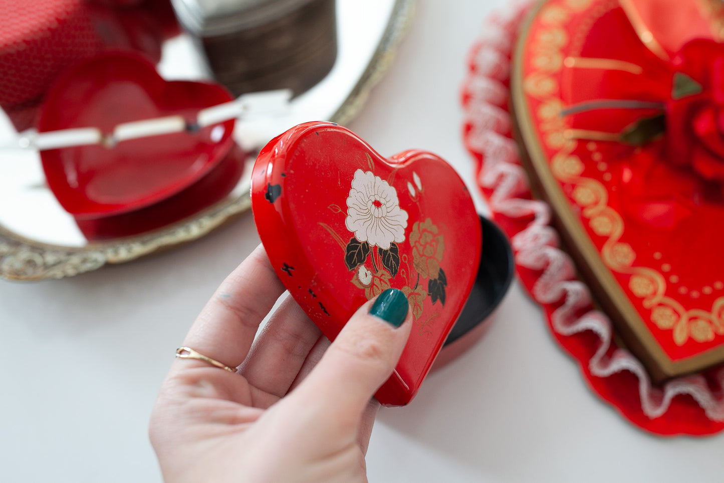 Vintage Heart Box- Trinket Box