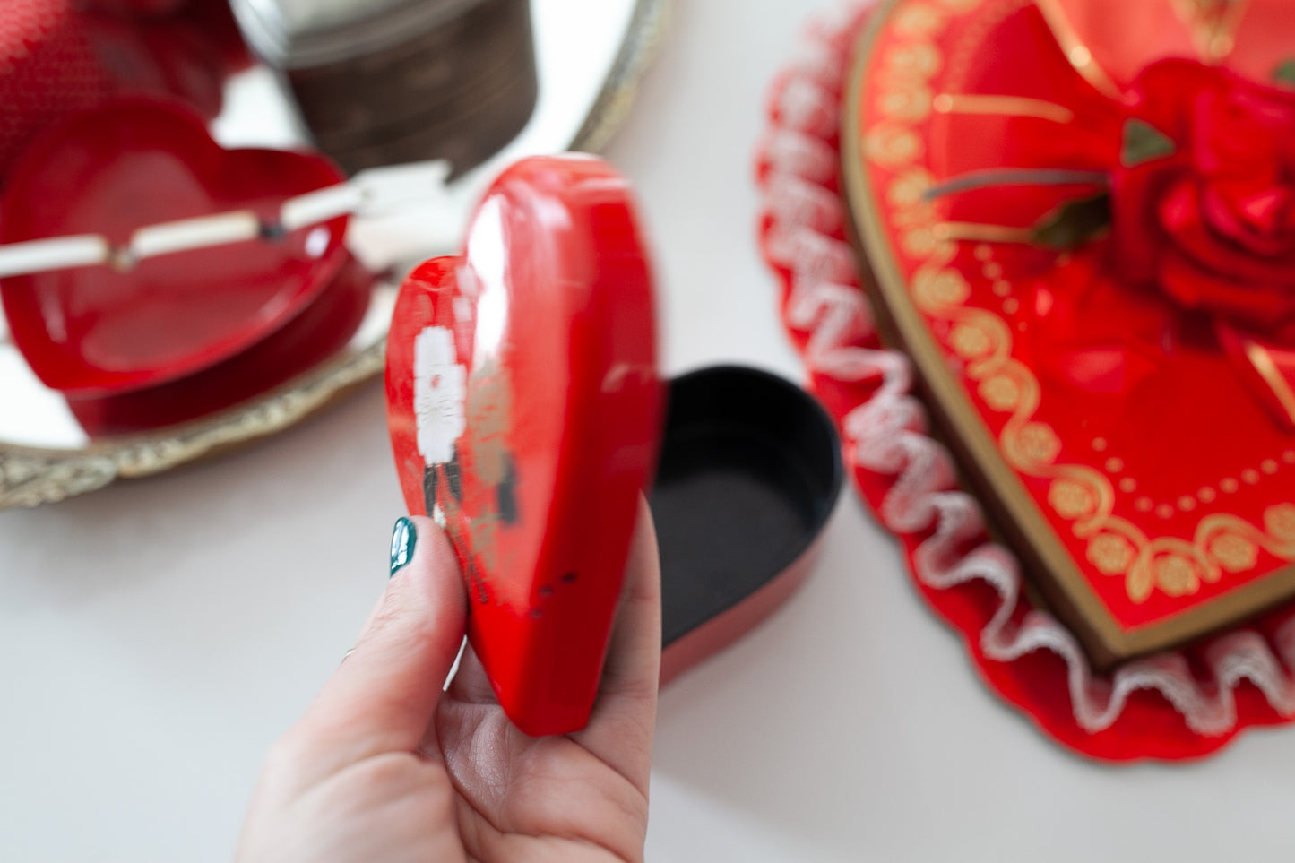 Vintage Heart Box- Trinket Box