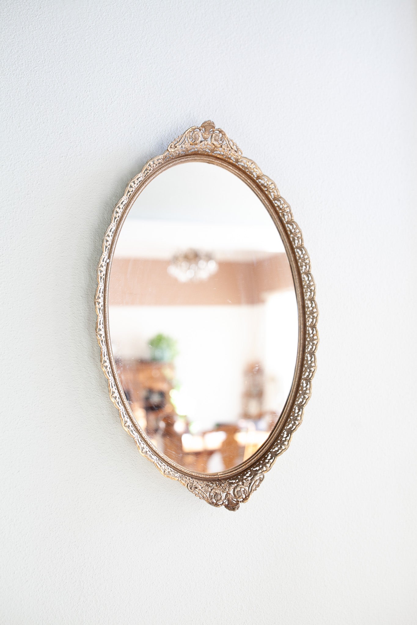 Vintage Mirror- Brass Filigree Mirror- Tray - Vanity Tray