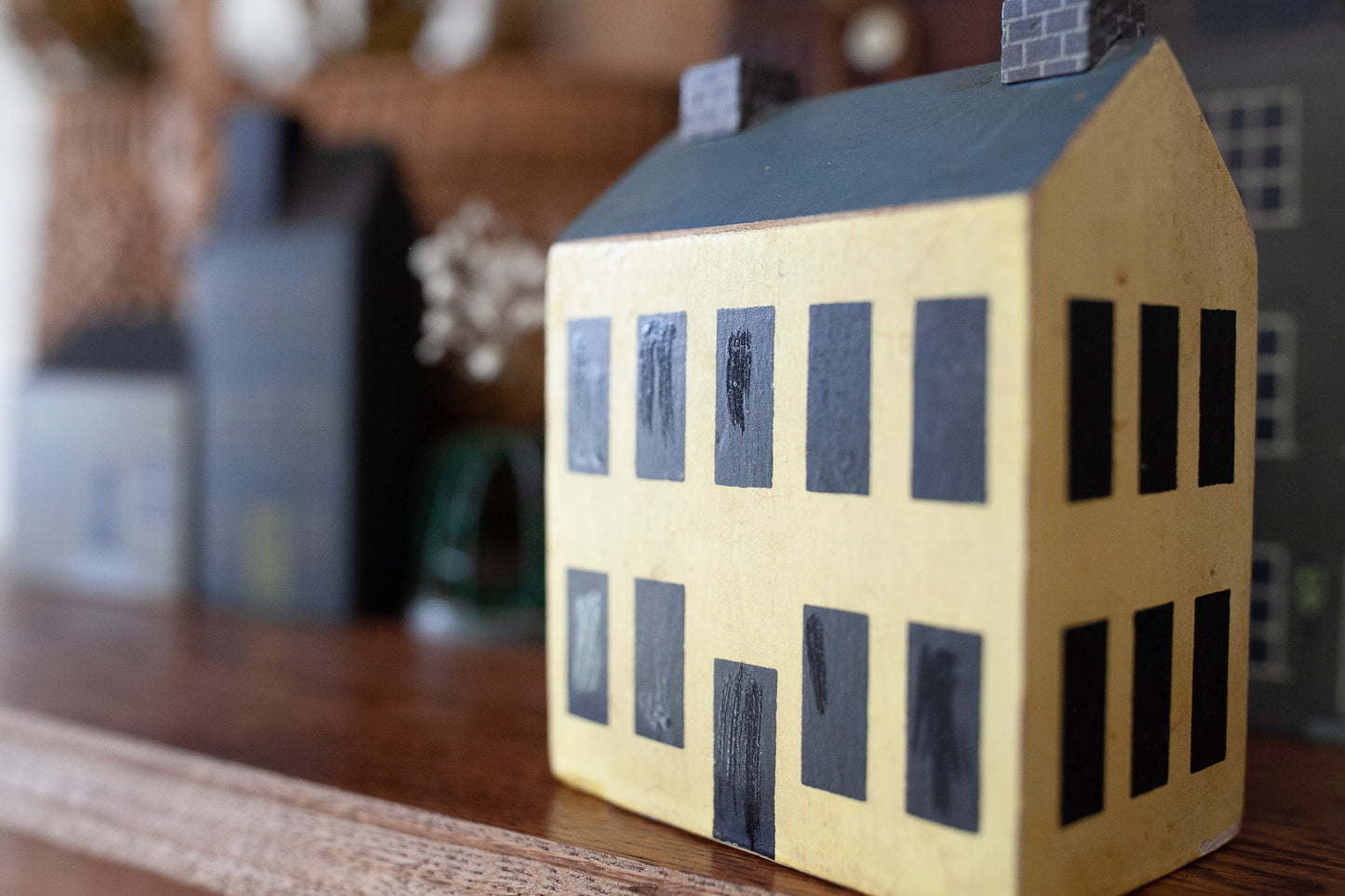 Vintage Wooden House - Wood Block House-Yellow House