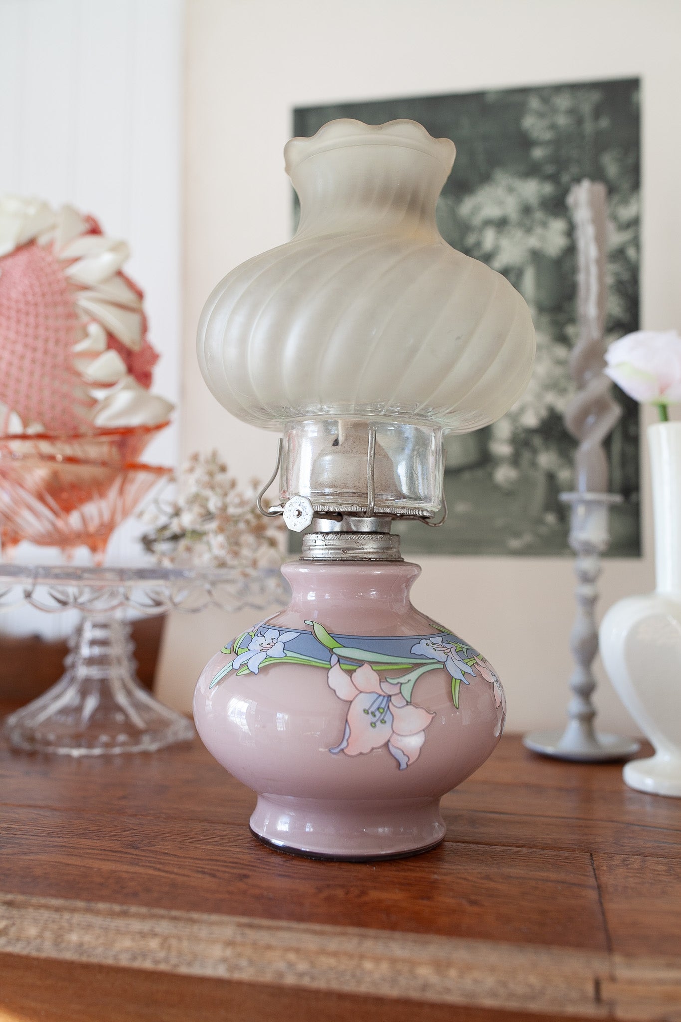 Vintage 1980 Kaadan Ltd Kerosene/Oil lantern - Pink Vintage Oil Lamp