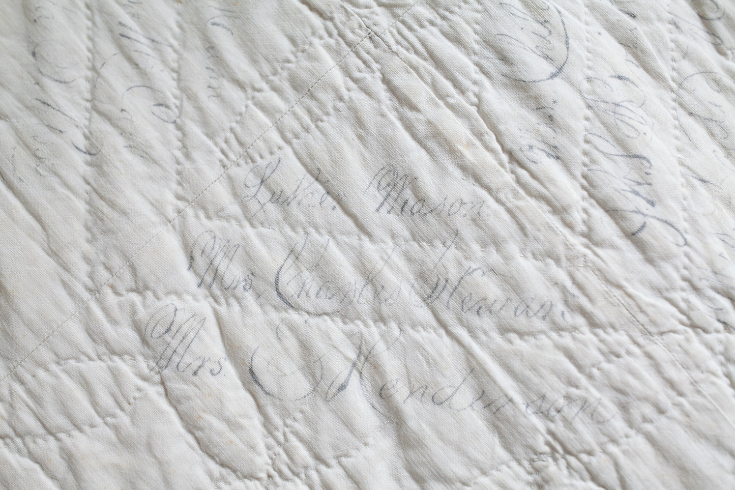 Antique Autographed Red and White Quilt - Antique Quilt- Embroidered