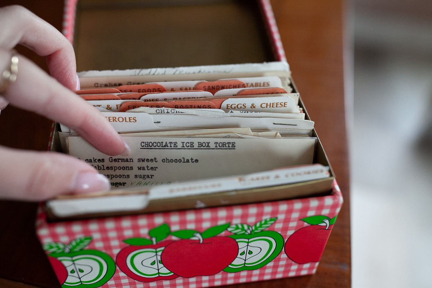 Vintage Recipe Box and Recipes -Apple Box - Recipes