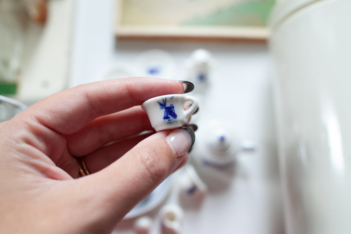 Vintage Miniature Tea Set - Blue and White Porcelain Tea Set