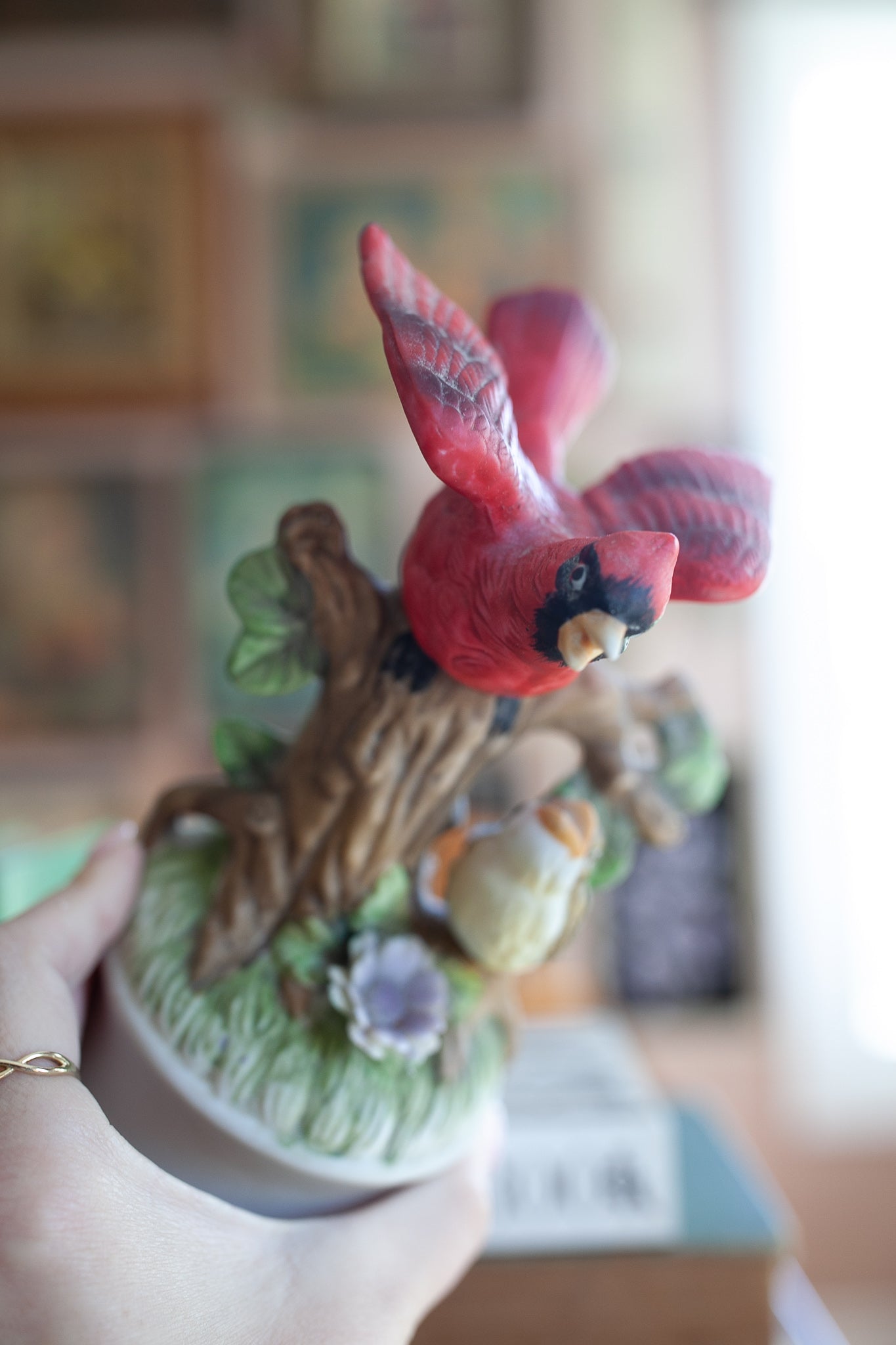 Vintage Bird- Cardinal Statue- Musical Box