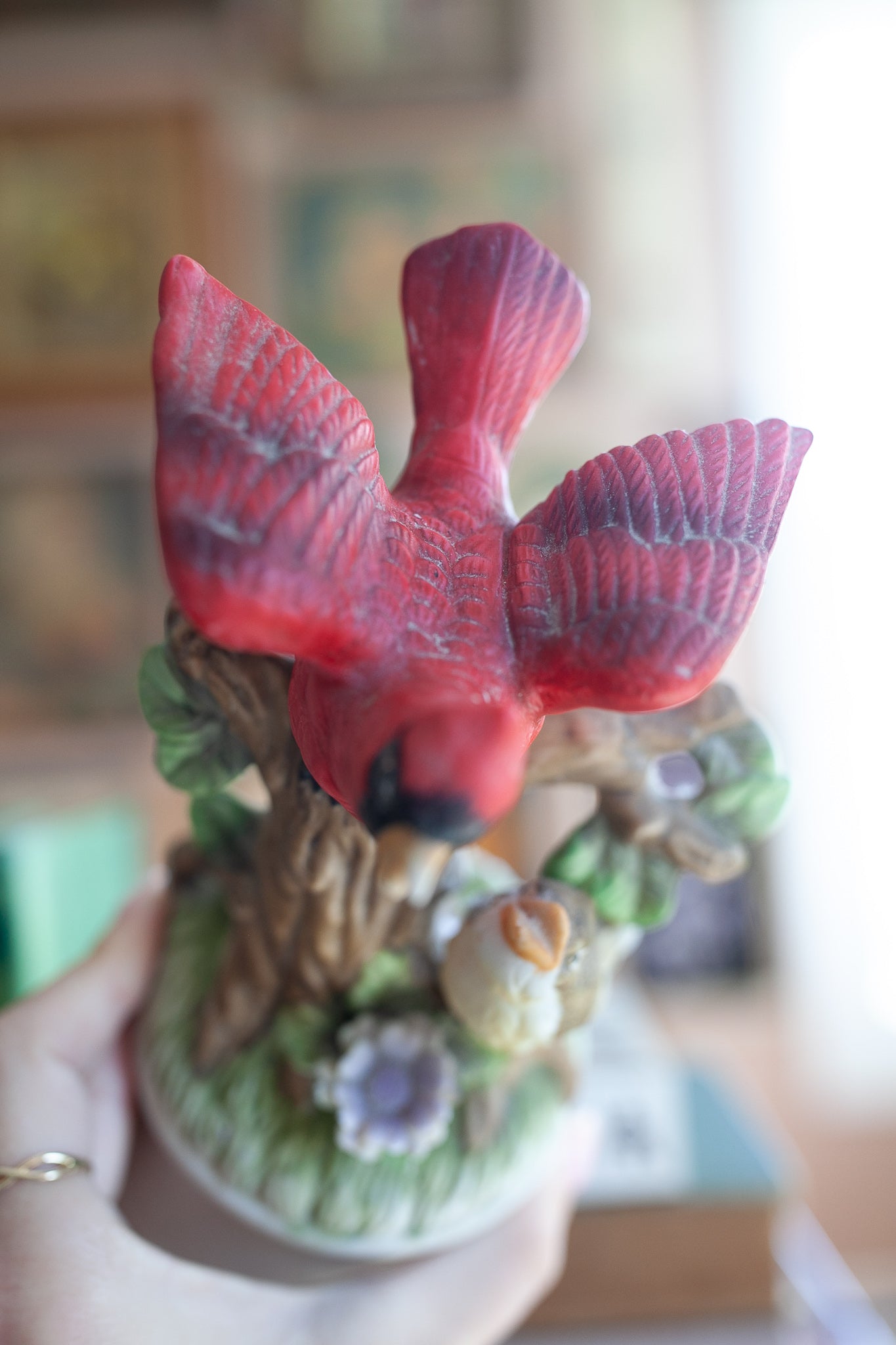 Vintage Bird- Cardinal Statue- Musical Box