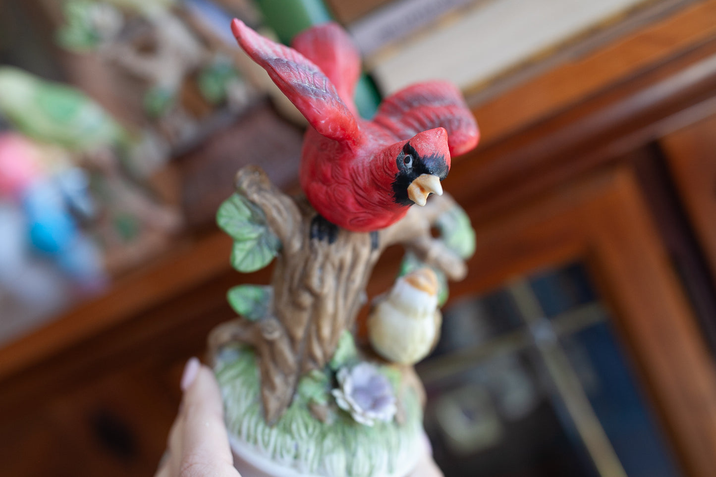 Vintage Bird- Cardinal Statue- Musical Box