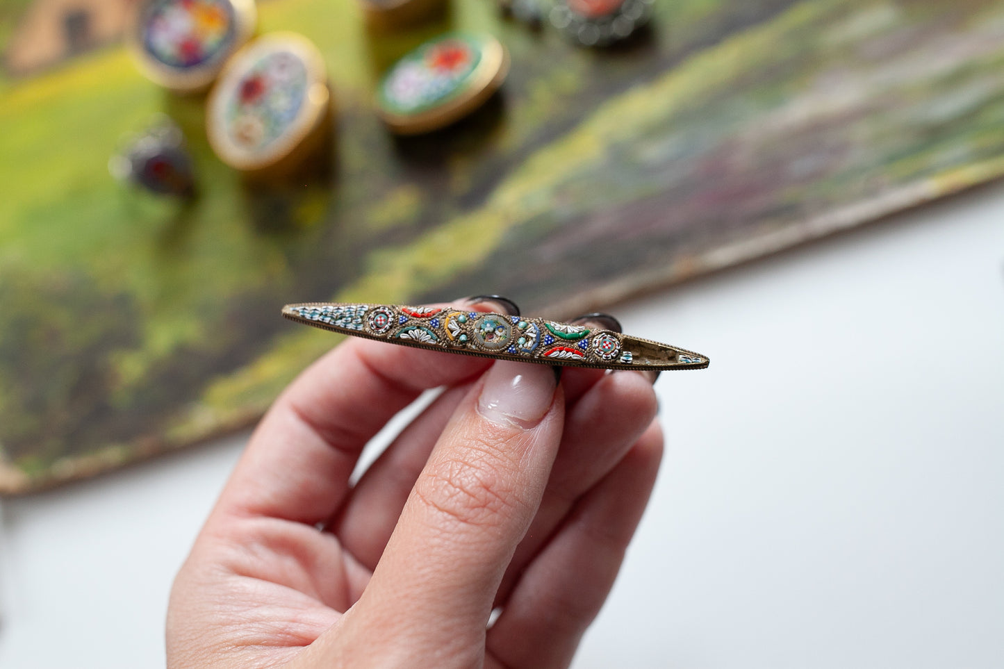 Vintage Micro Mosaic Pin - Brooch